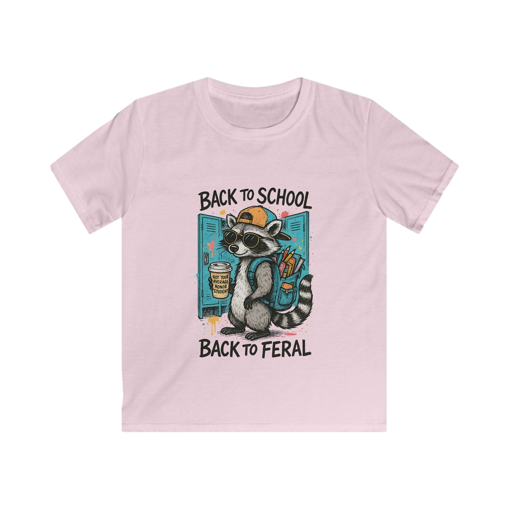 Kids Tee — "Back to School, Back to Feral" Raccoon Graphic