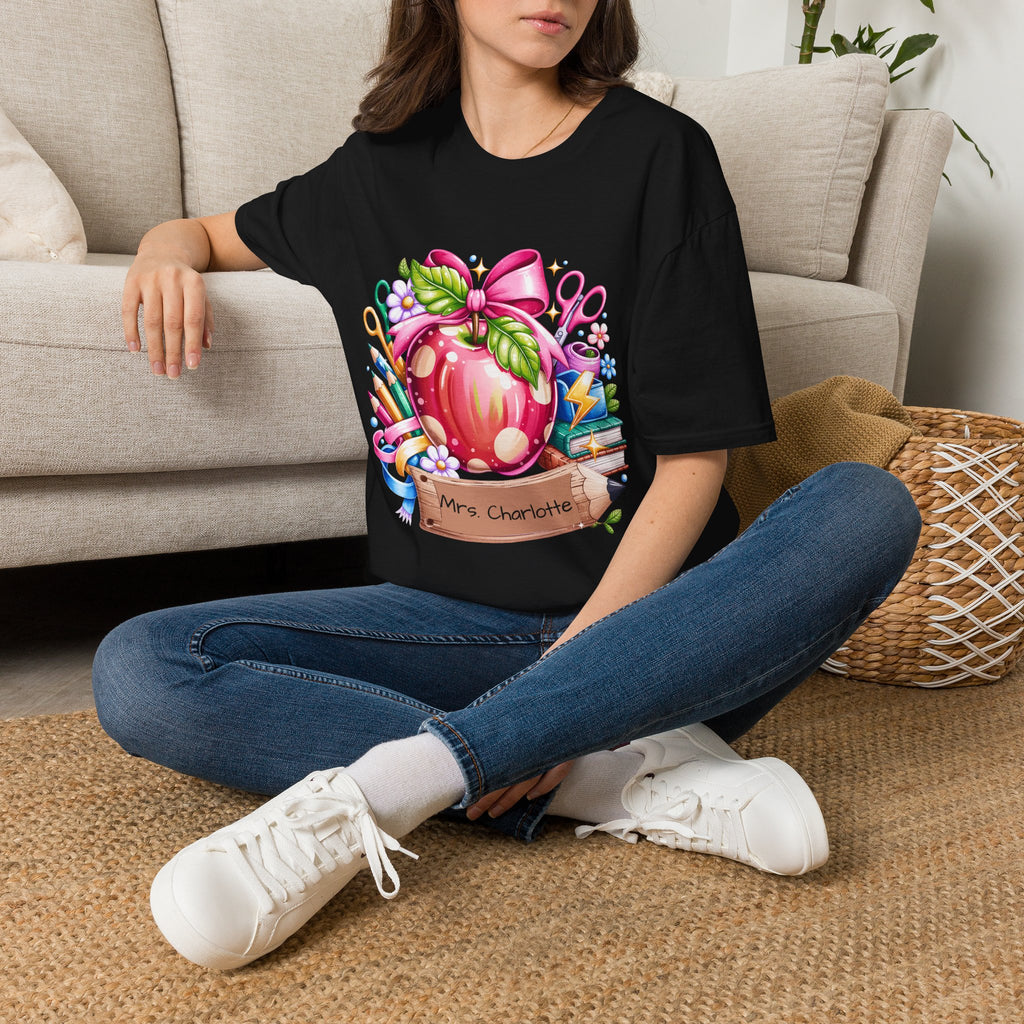 Teacher Apple T-Shirt — Personalized 'Mrs. Charlotte' Back-to-School Gift