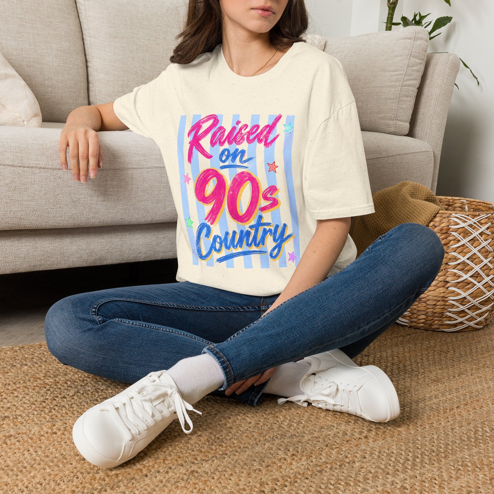 Raised on 90s Country T-Shirt — Retro Stripe Country Music Tee