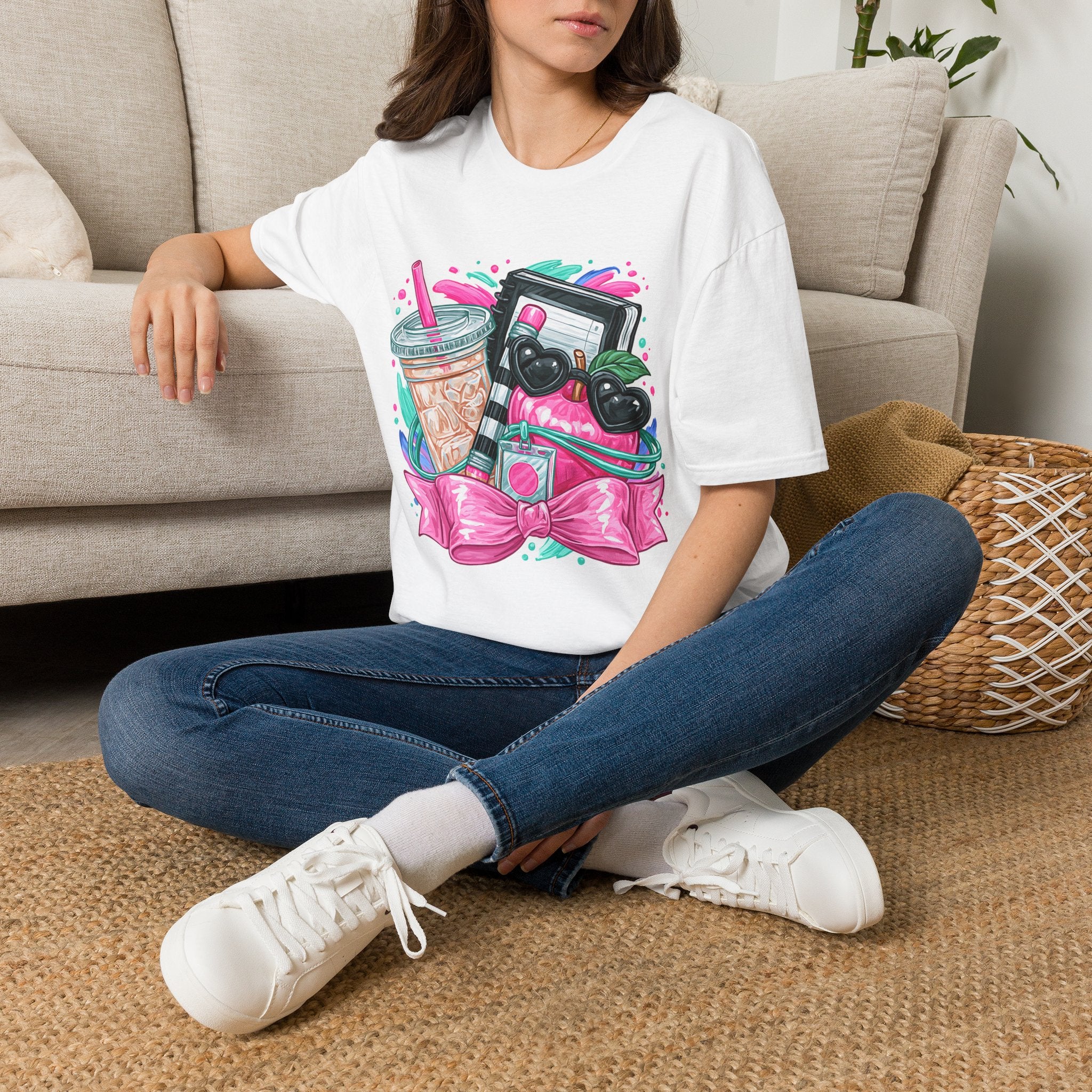 Retro Aesthetic Tee — Cute Cassette, Sunglasses & Iced Coffee Graphic Shirt