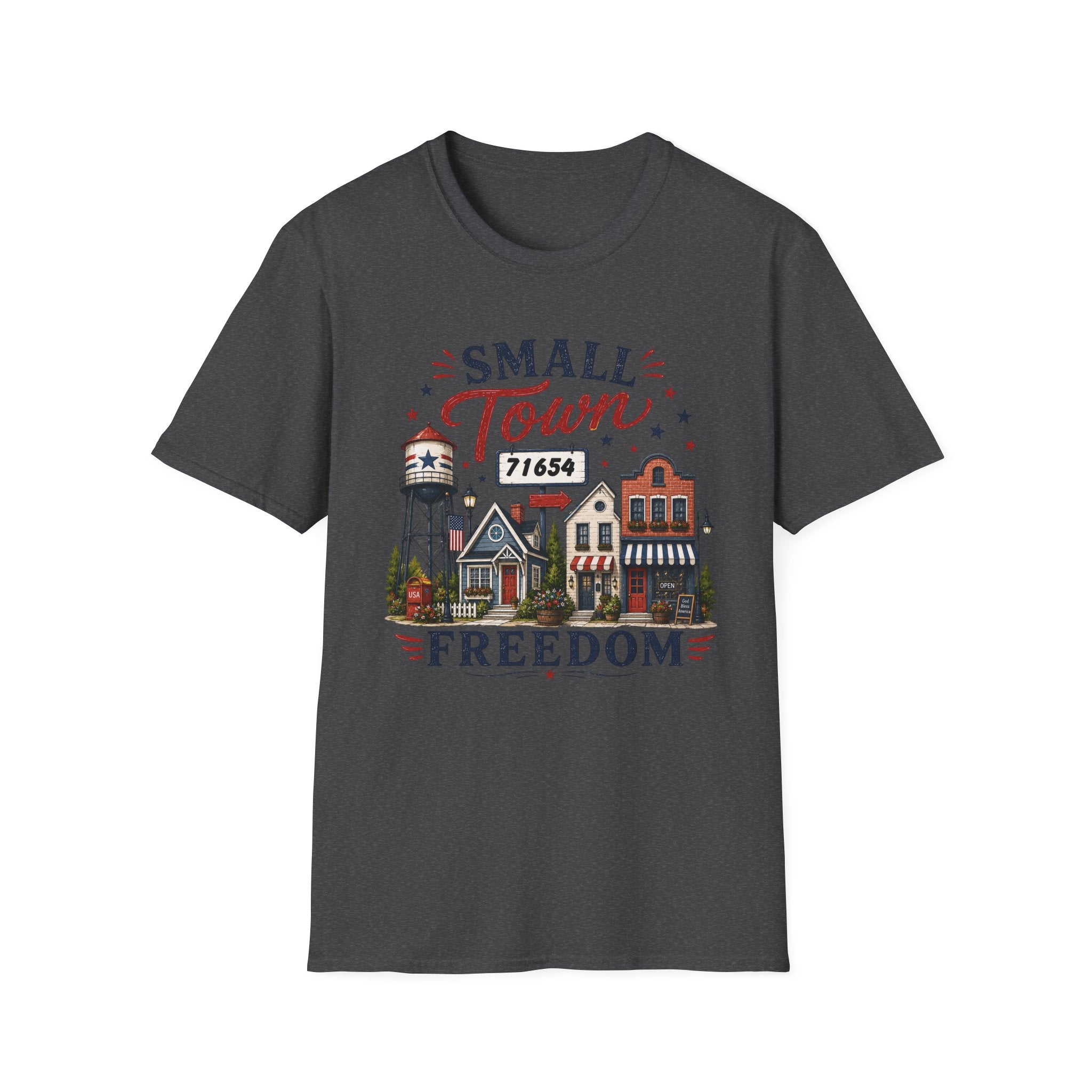Small Town Freedom T-Shirt — Vintage Main Street Graphic (ZIP 71654)