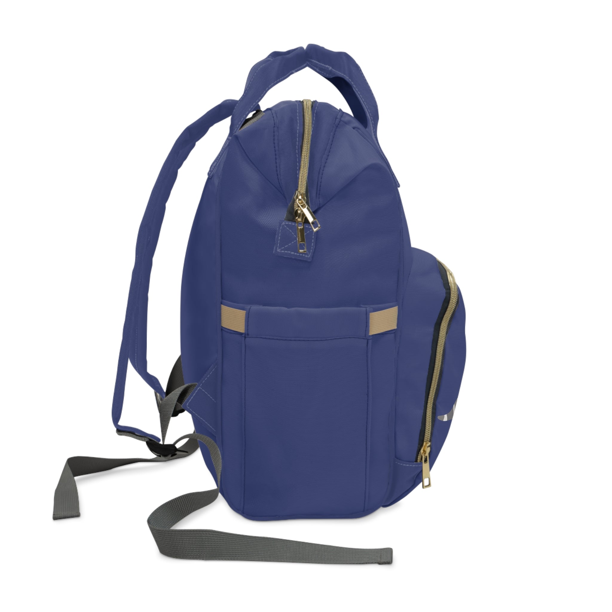 Personalized Navy Diaper Backpack – 'Case William' with Camo Flying Crane Design