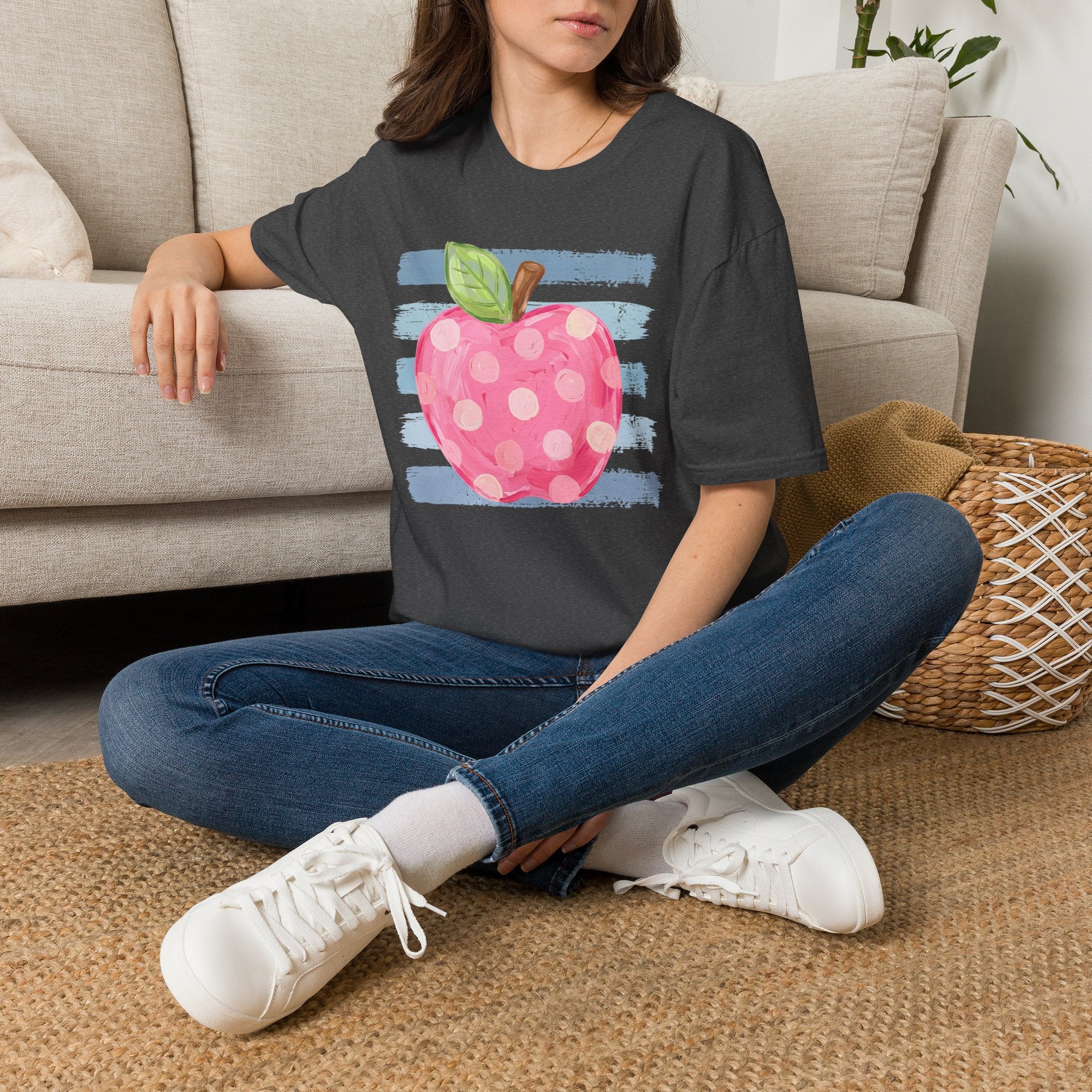Polka Dot Pink Apple T-Shirt — Cute Teacher/School Graphic Tee