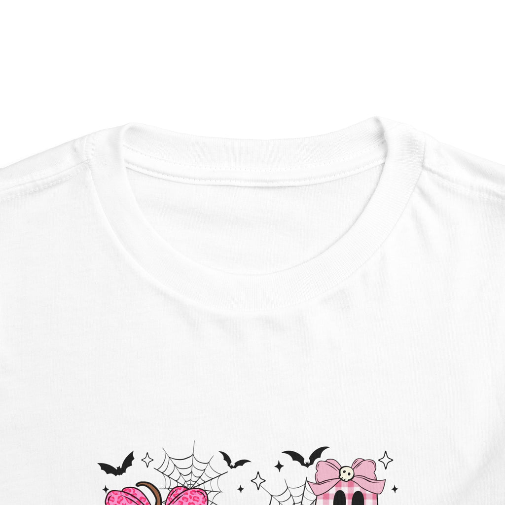 Personalized Toddler Halloween Tee - 'Bella' Pink Pumpkin, Candy Corn & Ghost Shirt