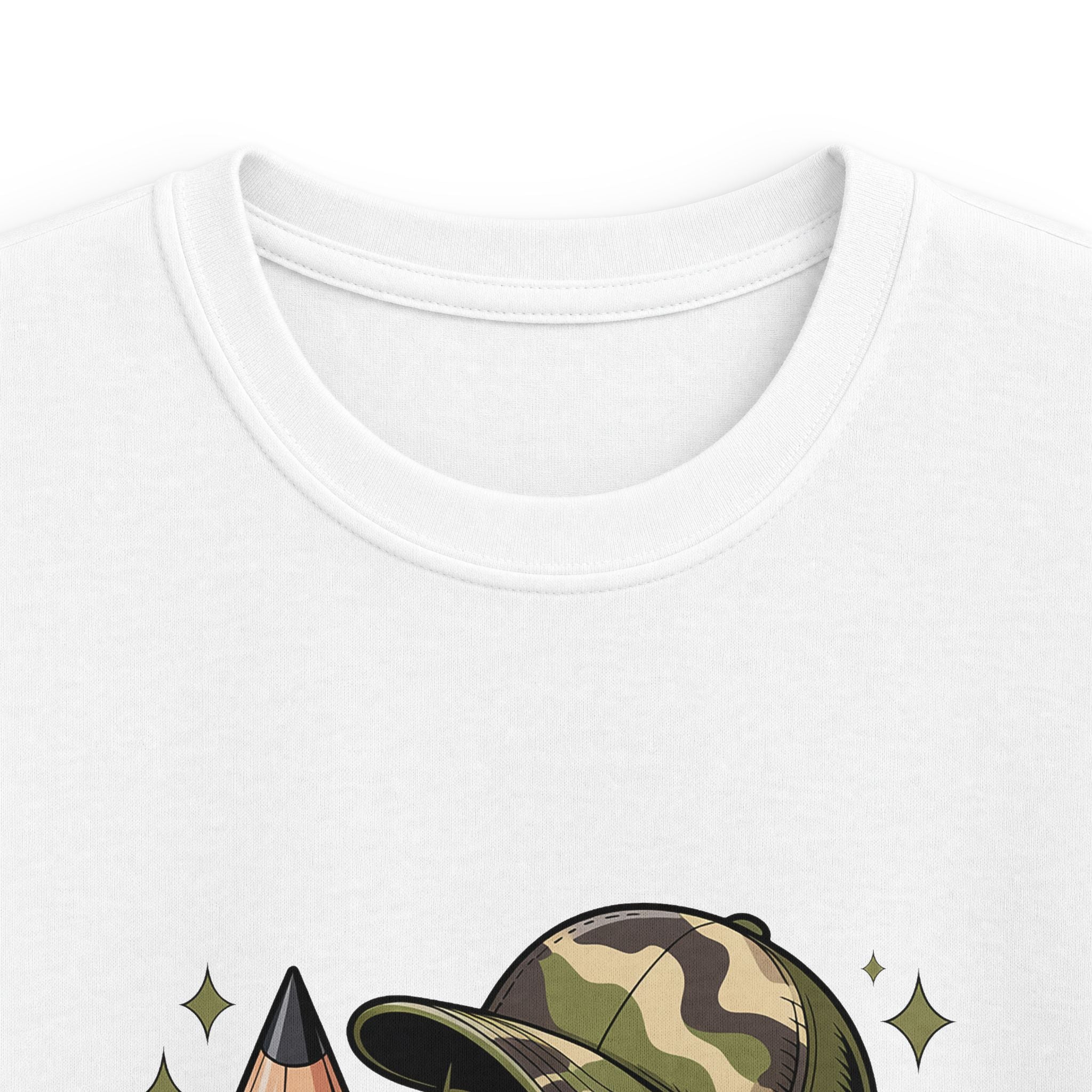 Kids Tee — Personalized Military Camo Pencil Art Shirt (Name: Case)