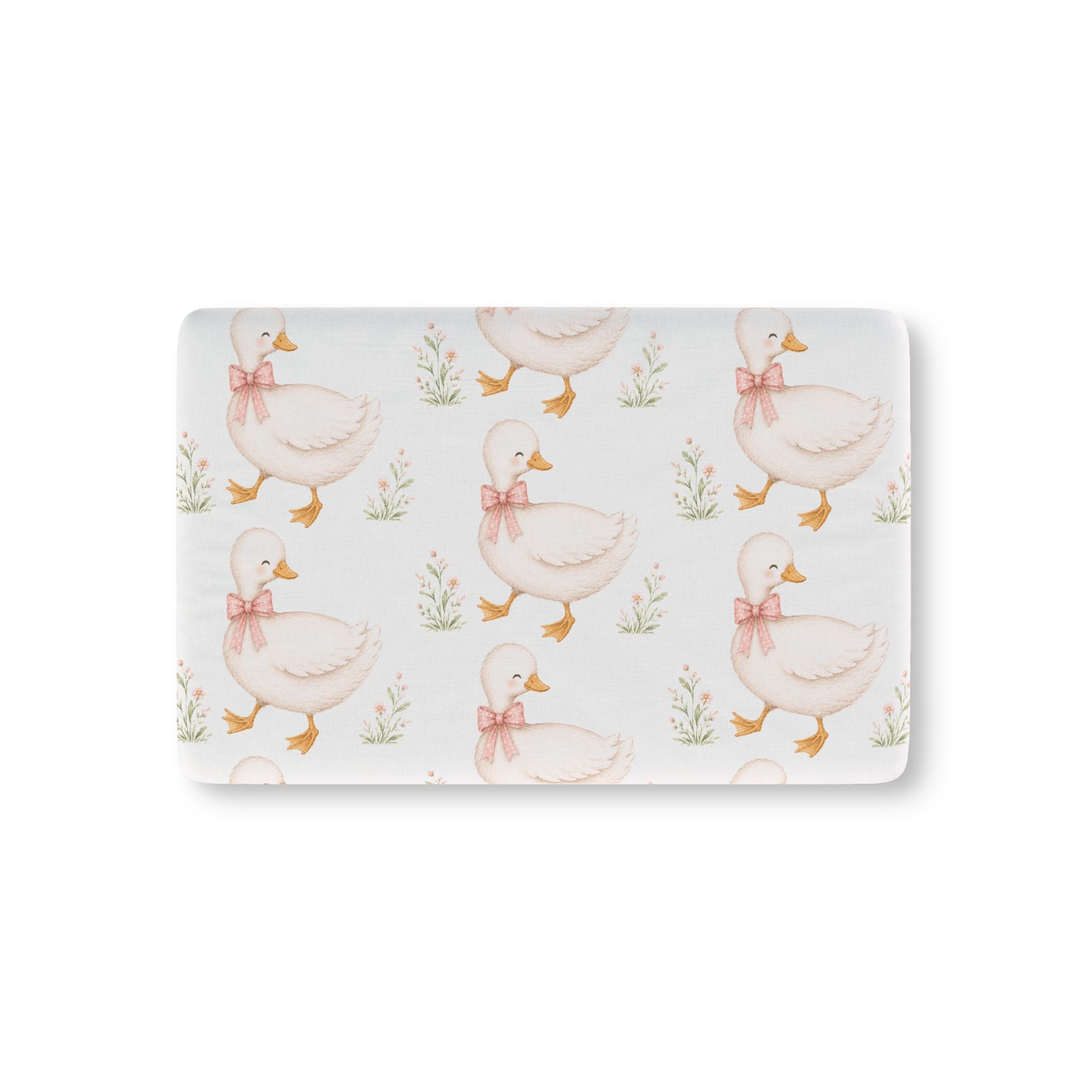 Baby Fitted Crib Sheet — Watercolor Duckling Pattern (Neutral Nursery, Soft Cotton Fit)