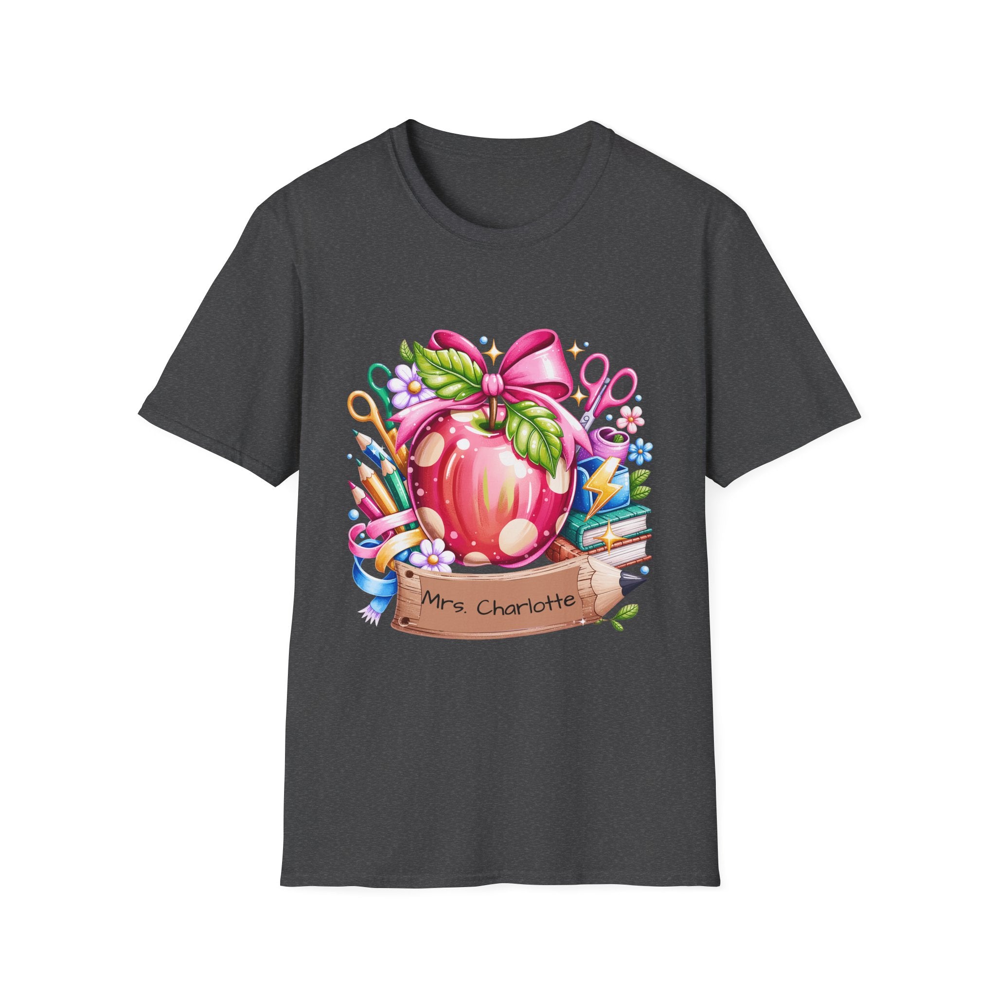 Teacher Apple T-Shirt — Personalized 'Mrs. Charlotte' Back-to-School Gift