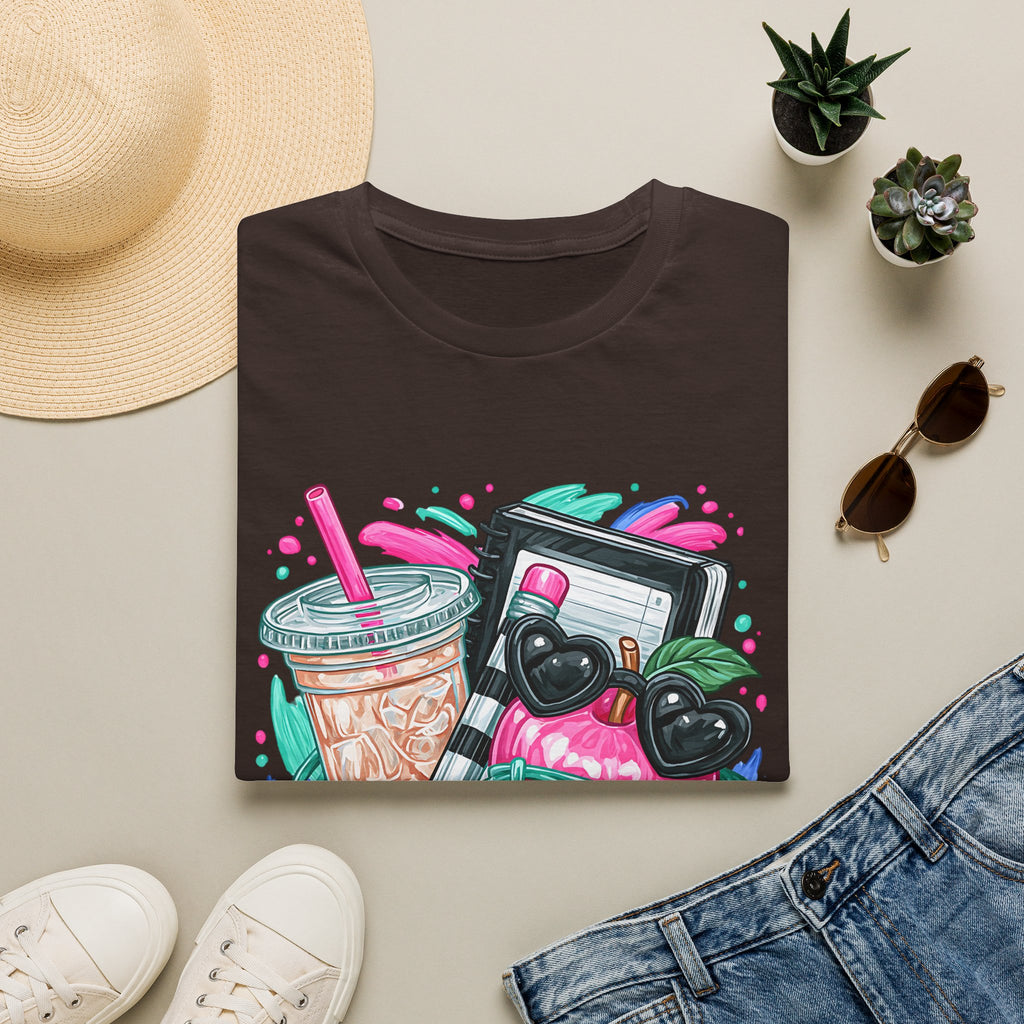 Retro Aesthetic Tee — Cute Cassette, Sunglasses & Iced Coffee Graphic Shirt