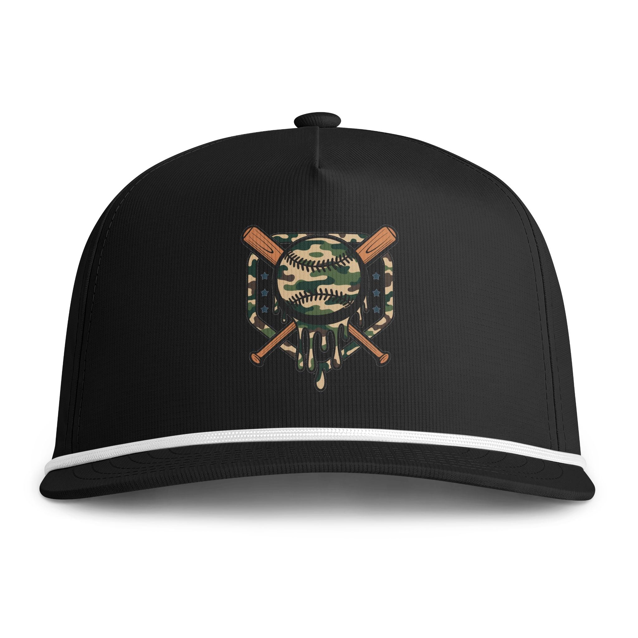 Embroidered Camo Baseball Cap — Sunwashed Rope Detail
