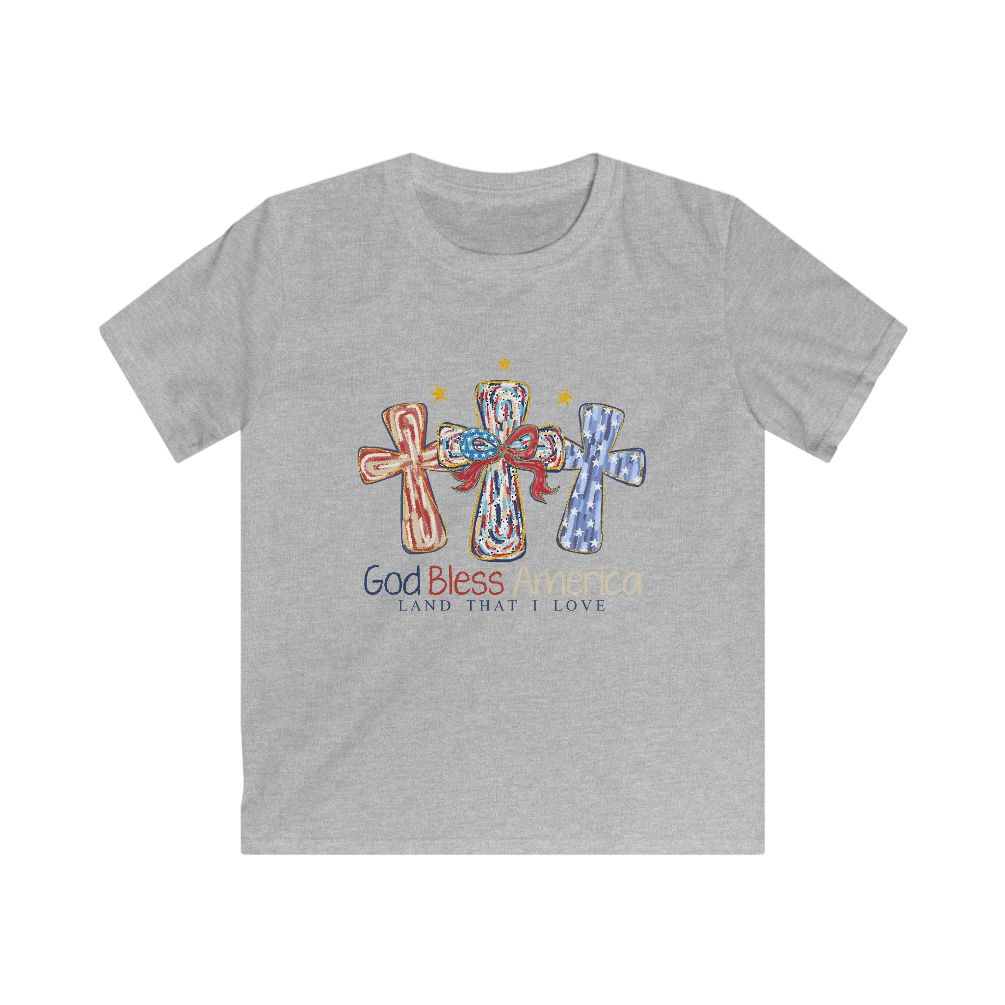 Kids Tee - "God Bless America (And That I Love)" Patriotic Crosses Design