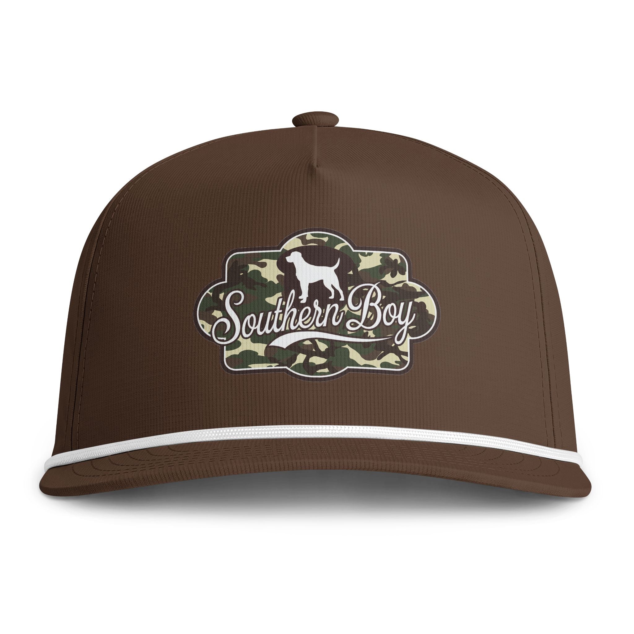 Southern Boy Camo Patch Rope Cap — Sunwashed Trucker Hat