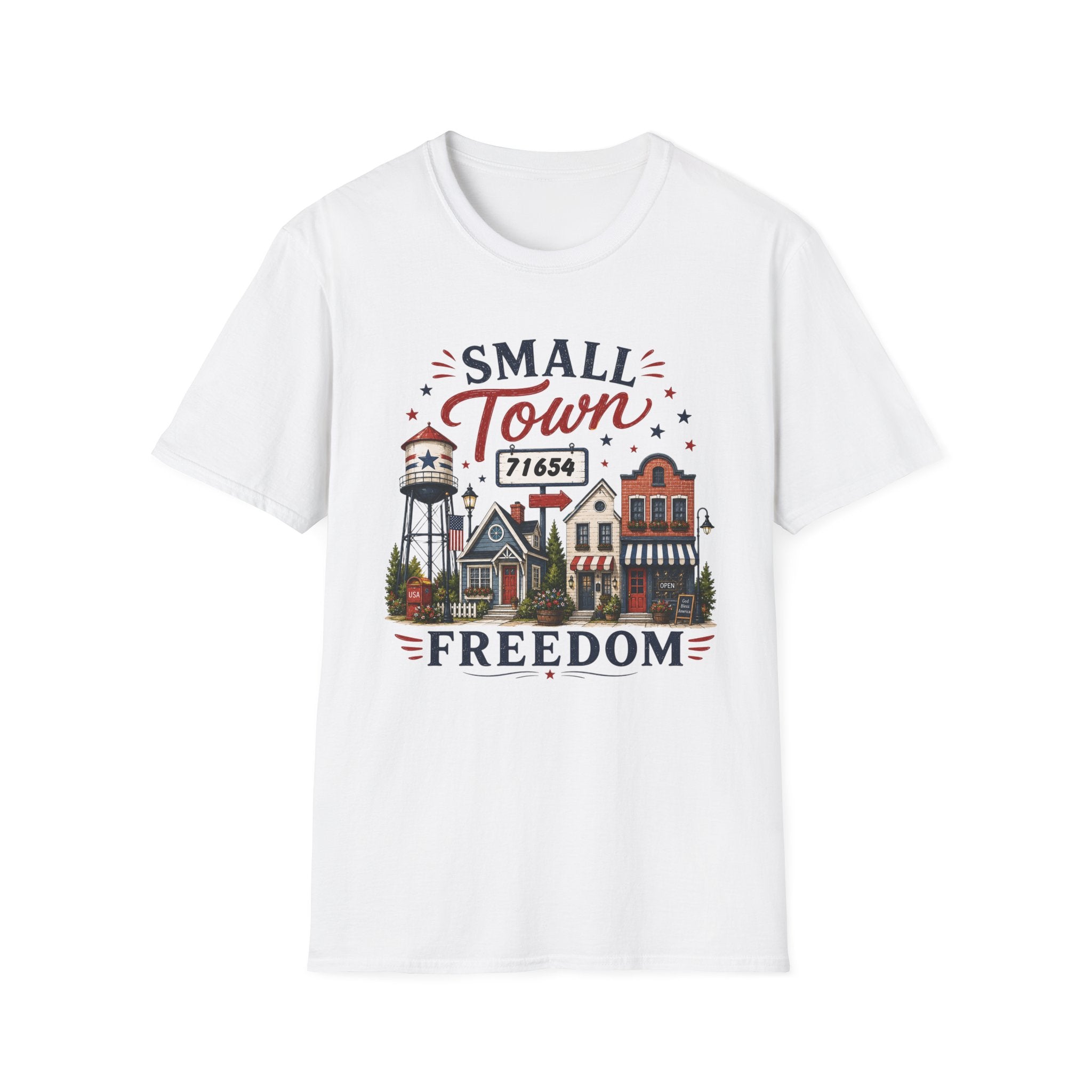 Small Town Freedom T-Shirt — Vintage Main Street Graphic (ZIP 71654)