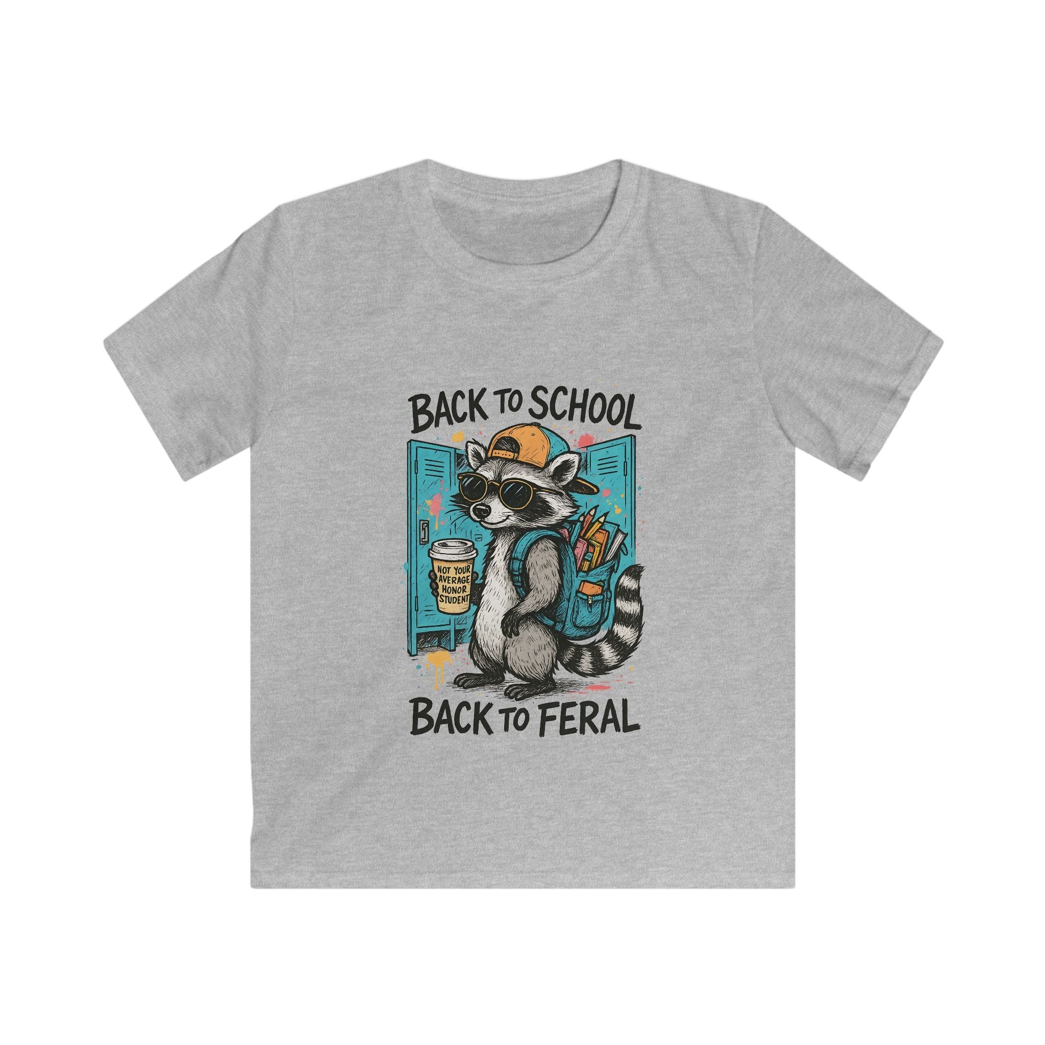 Kids Tee — "Back to School, Back to Feral" Raccoon Graphic