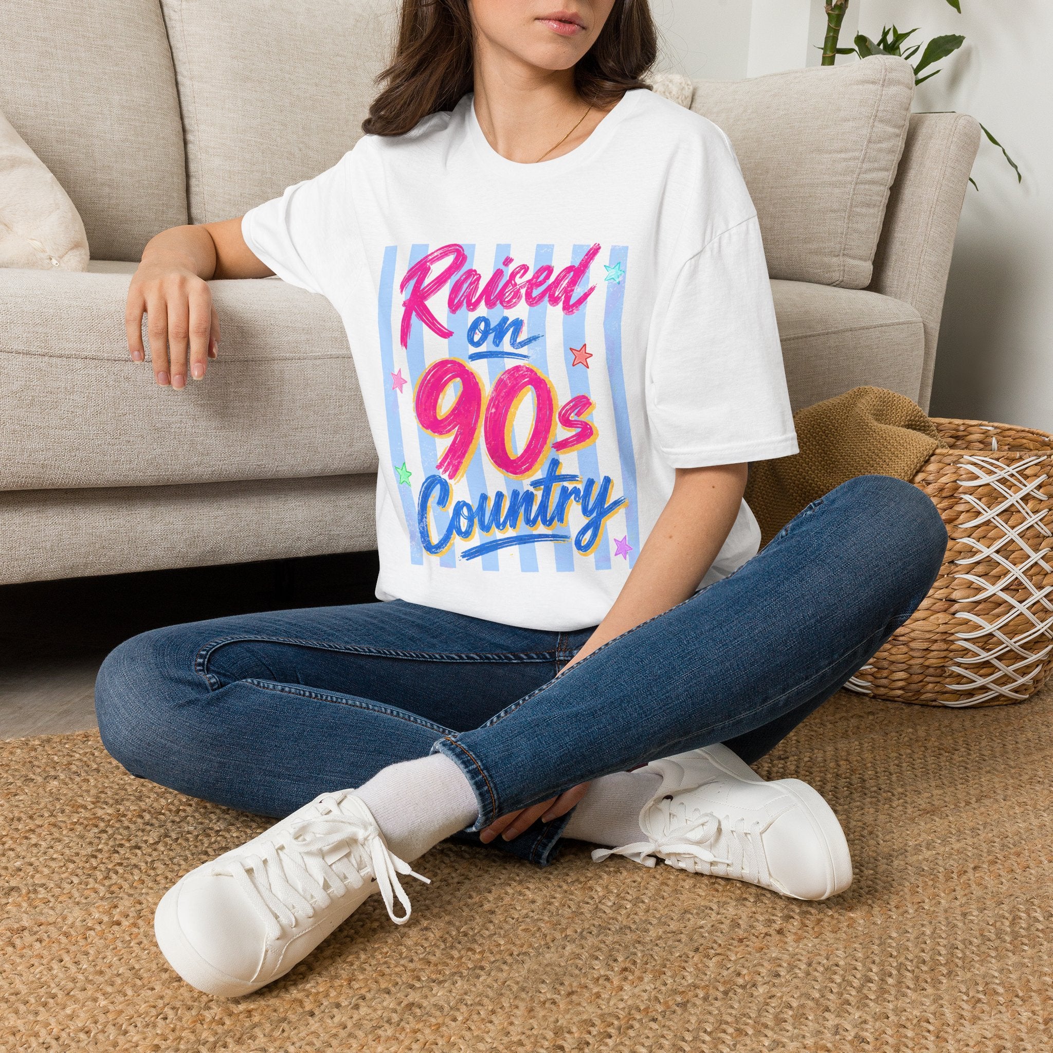 Raised on 90s Country T-Shirt — Retro Stripe Country Music Tee