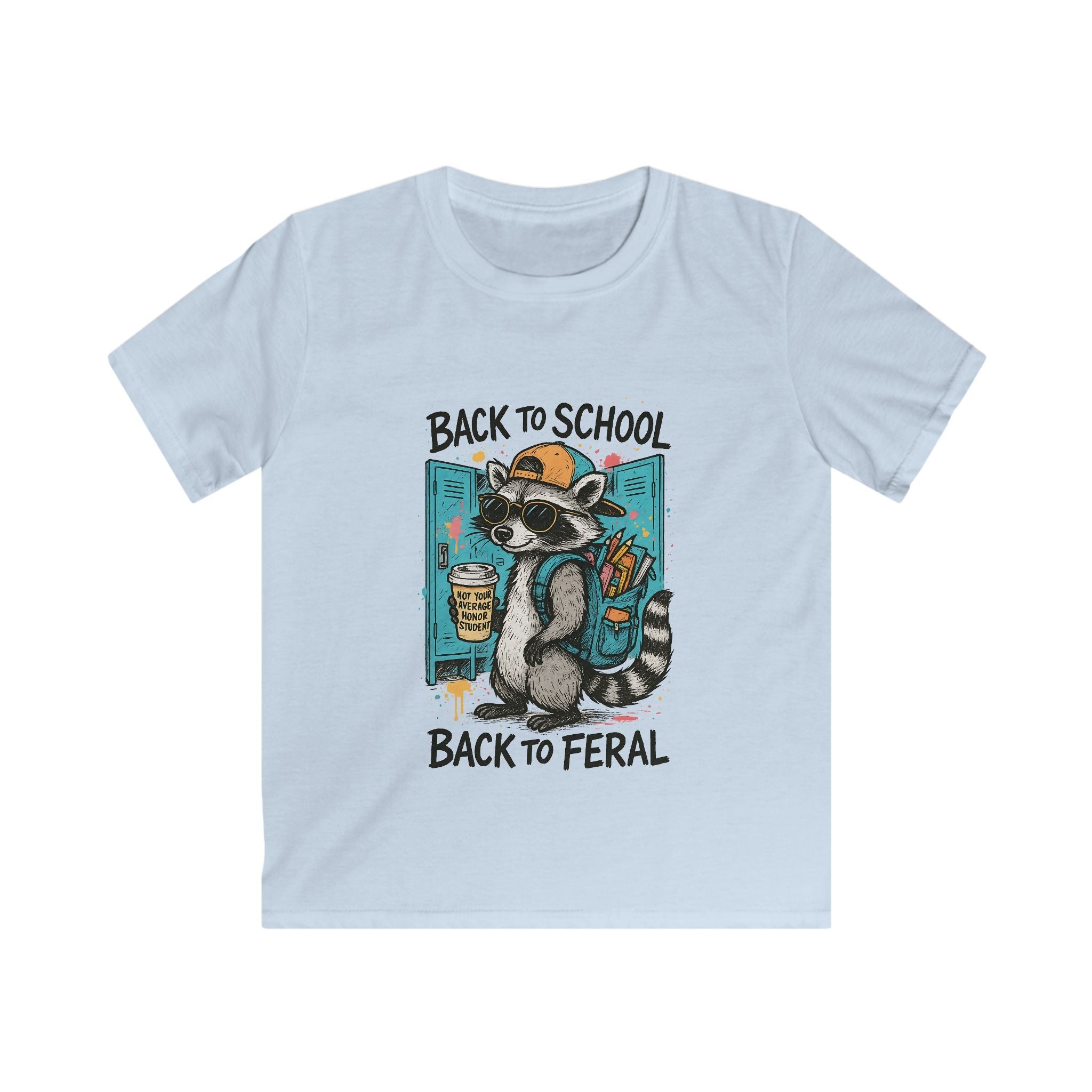 Kids Tee — "Back to School, Back to Feral" Raccoon Graphic