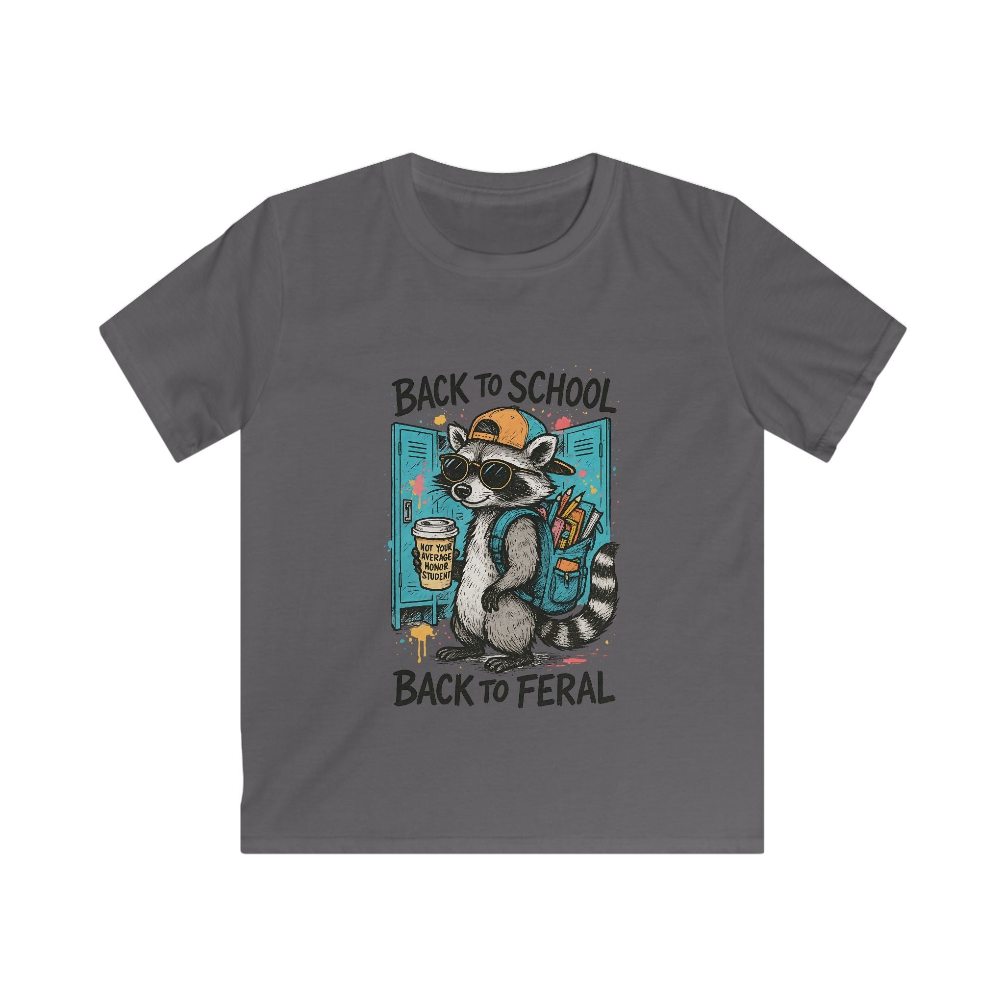 Kids Tee — "Back to School, Back to Feral" Raccoon Graphic