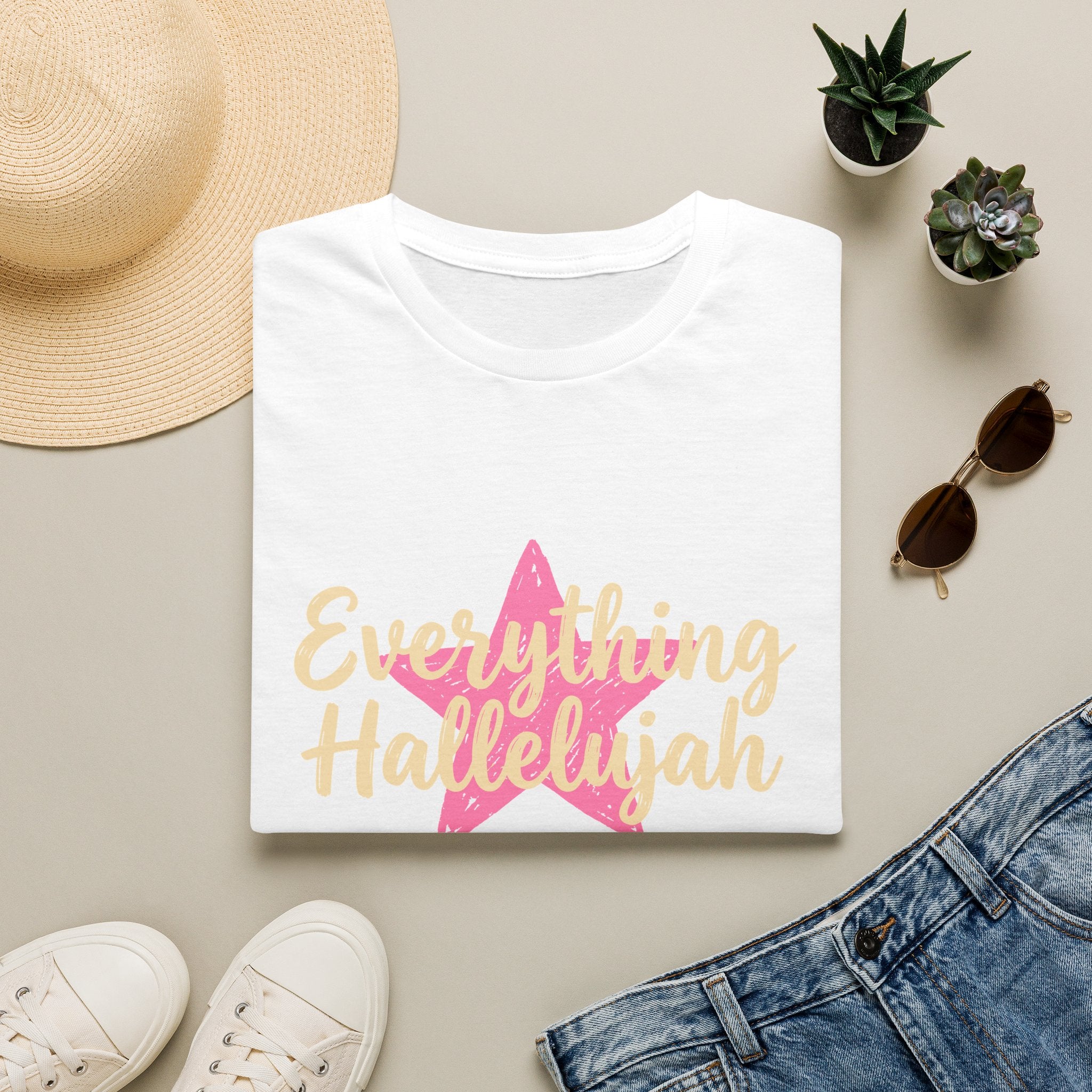 Everything Hallelujah T-Shirt — Inspirational Pink Star Graphic Tee