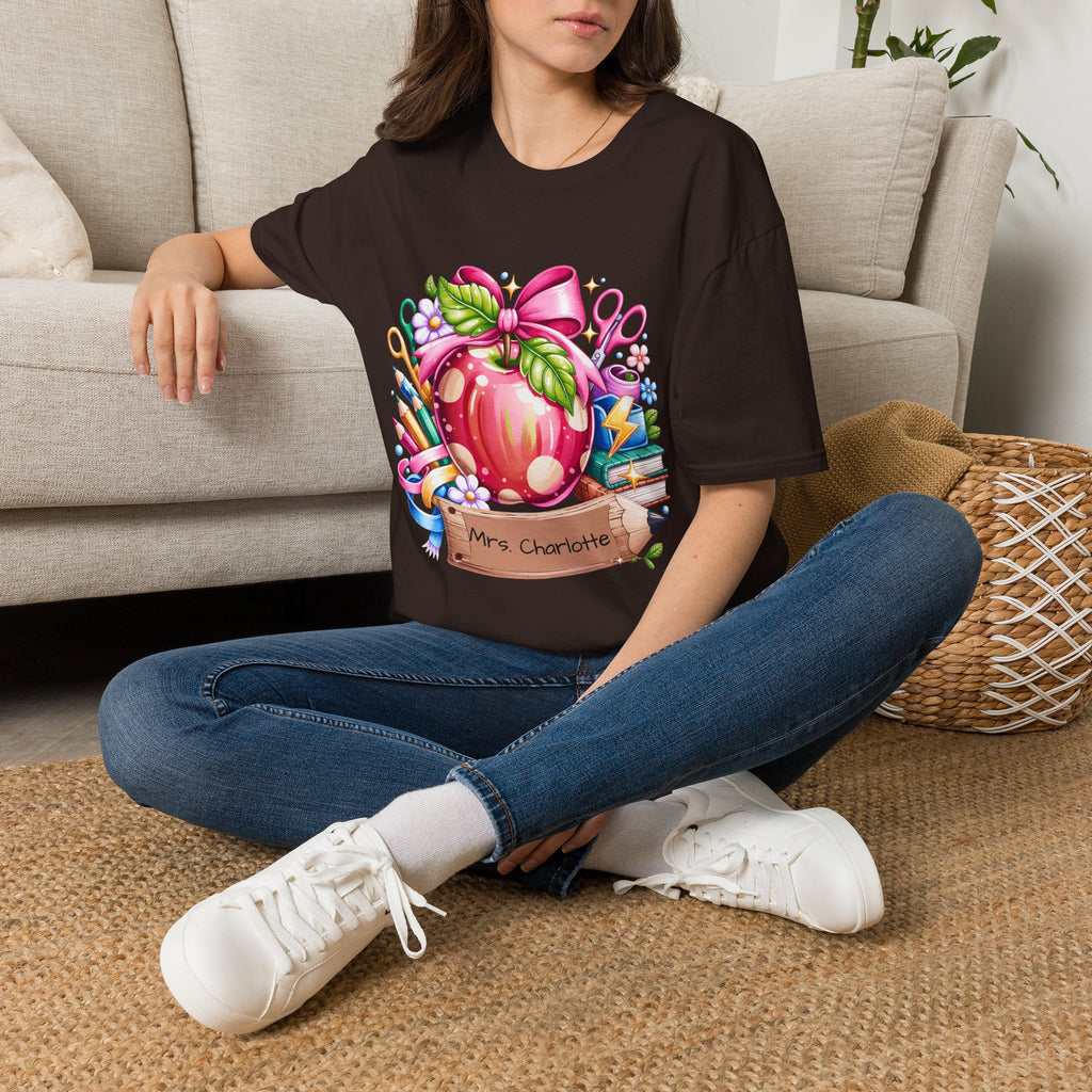 Teacher Apple T-Shirt — Personalized 'Mrs. Charlotte' Back-to-School Gift