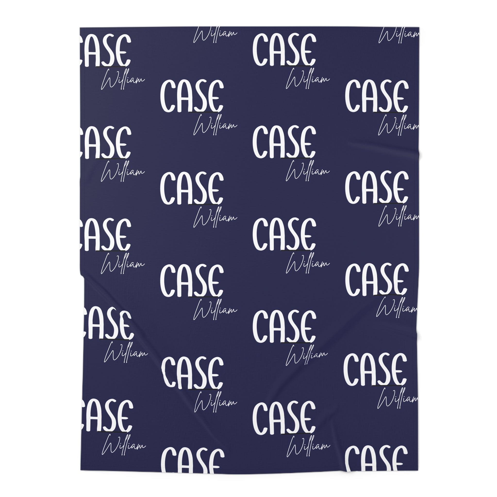 Personalized Navy Baby Swaddle Blanket — Custom Name “Case William”