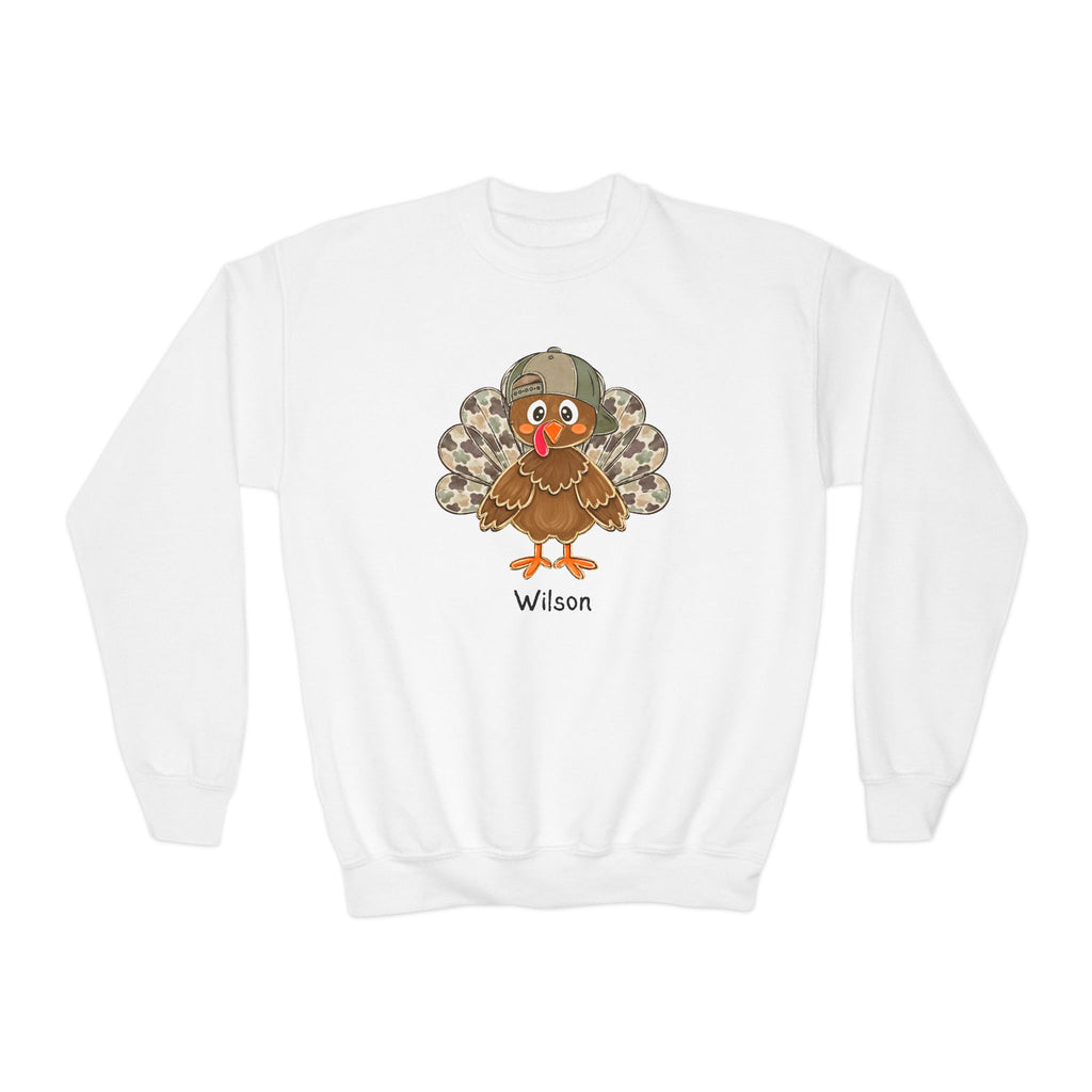 Personalized Kids Turkey Crewneck — Cute Thanksgiving Sweatshirt with Name