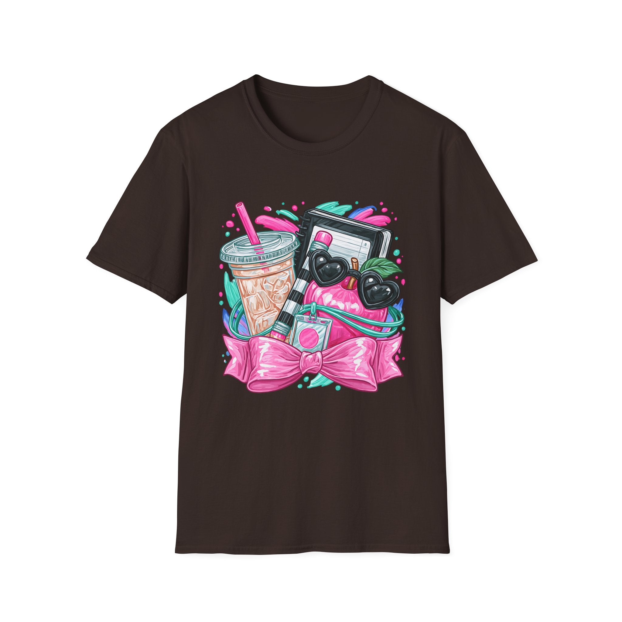 Retro Aesthetic Tee — Cute Cassette, Sunglasses & Iced Coffee Graphic Shirt