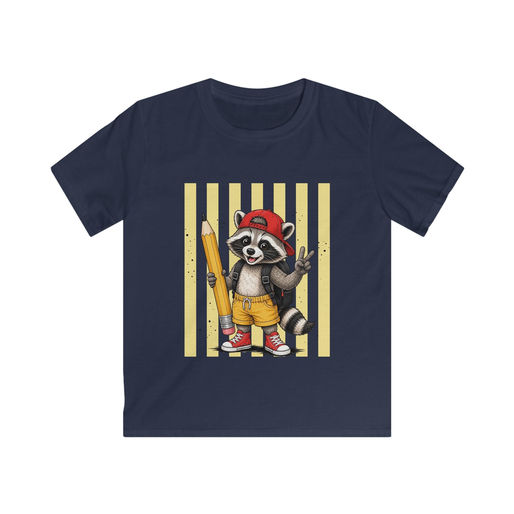 Kids Raccoon Pencil Tee — Cute Back-to-School Graphic Shirt