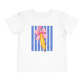 Toddler Tee — Pink Bow Pencil on Blue Striped Background