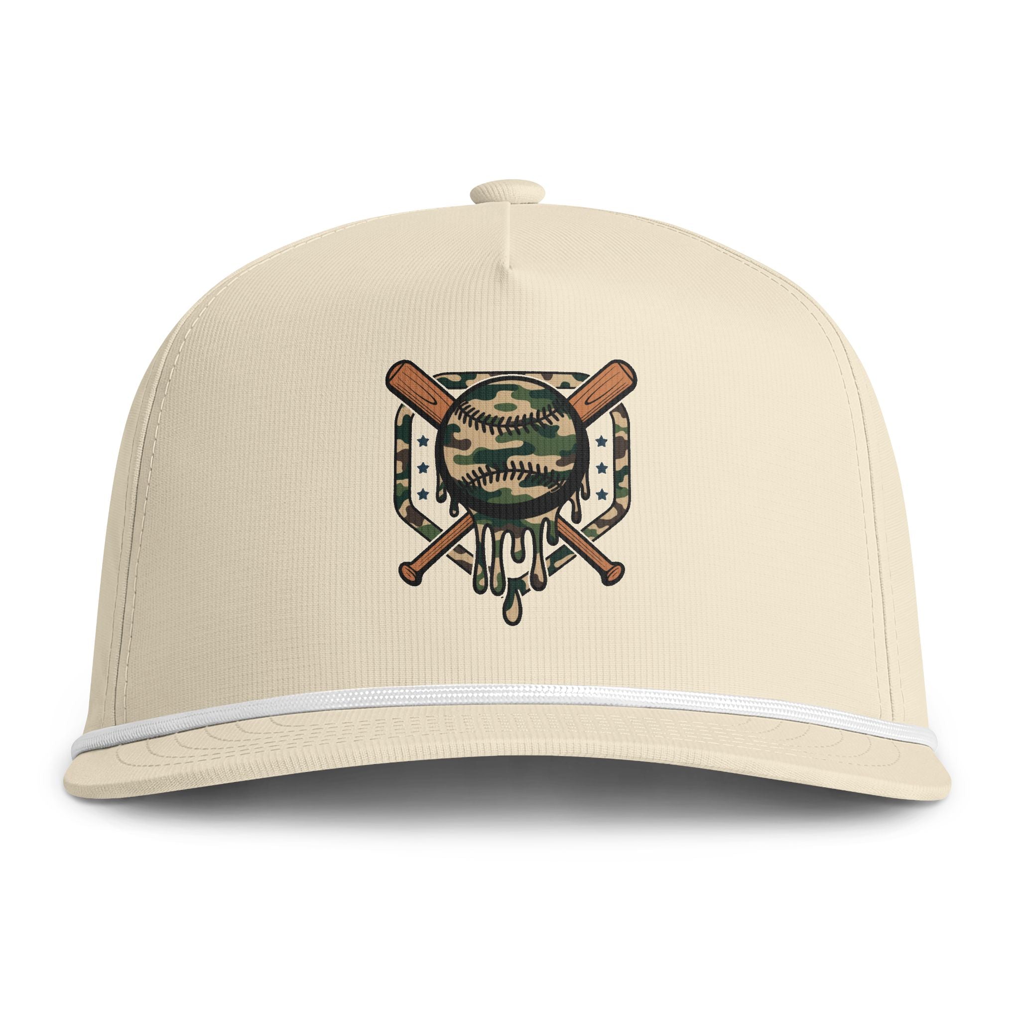 Embroidered Camo Baseball Cap — Sunwashed Rope Detail
