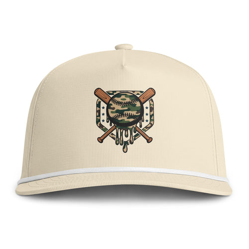 Embroidered Camo Baseball Cap — Sunwashed Rope Detail