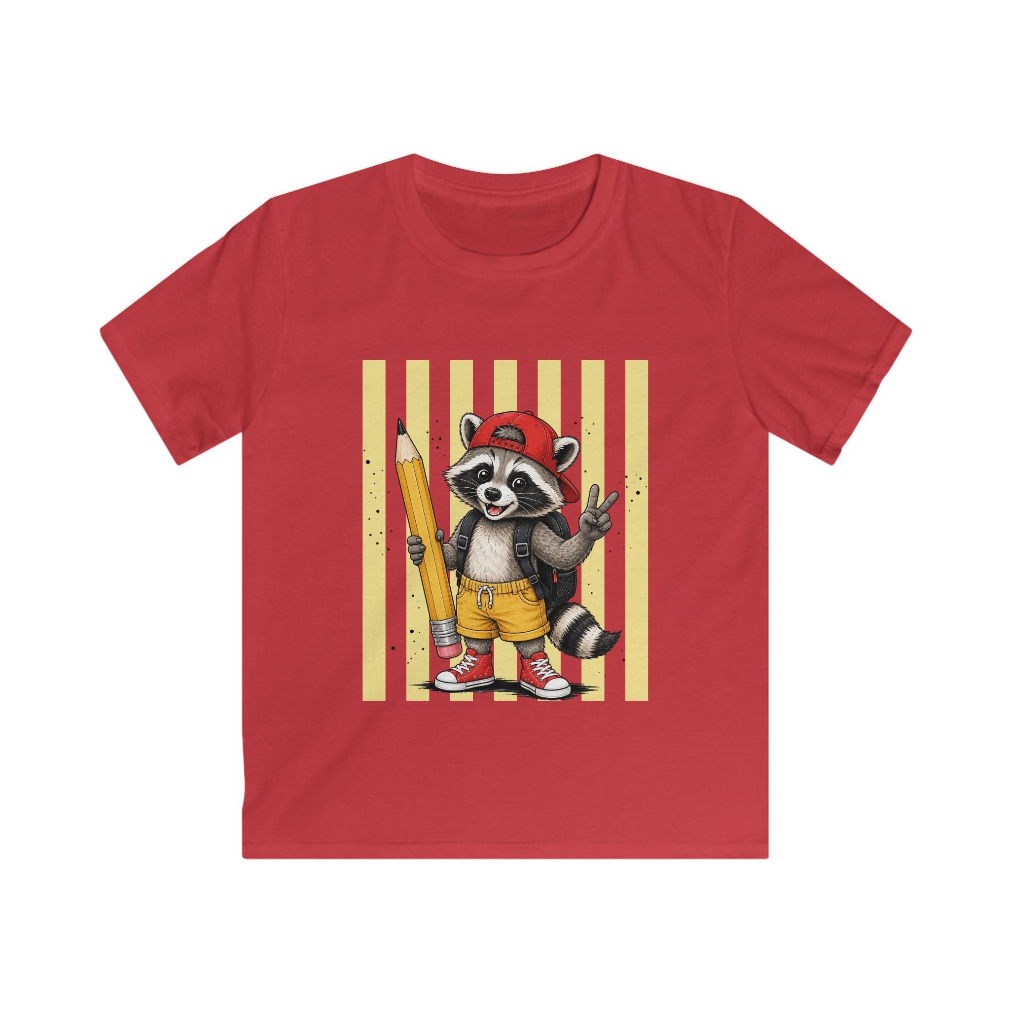 Kids Raccoon Pencil Tee — Cute Back-to-School Graphic Shirt