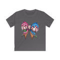 Kids Baseball Bow T-Shirt — Colorful Dripping Ice Cream Bow Design