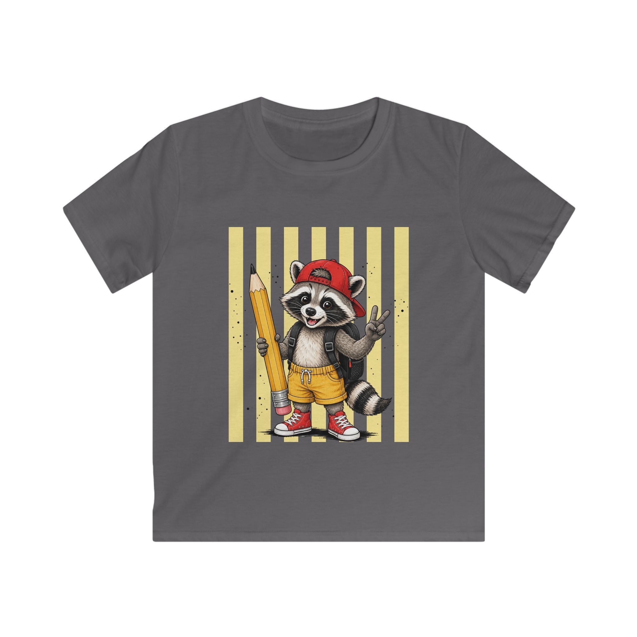 Kids Raccoon Pencil Tee — Cute Back-to-School Graphic Shirt