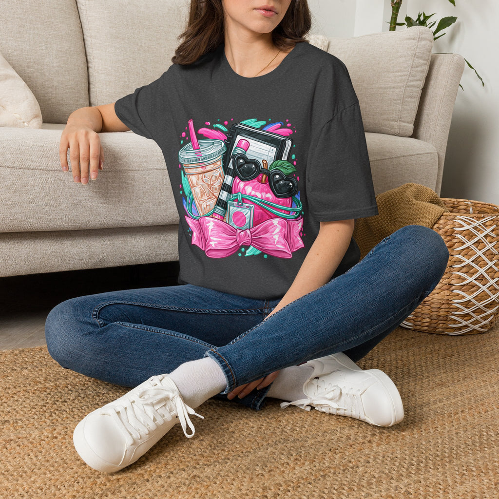 Retro Aesthetic Tee — Cute Cassette, Sunglasses & Iced Coffee Graphic Shirt