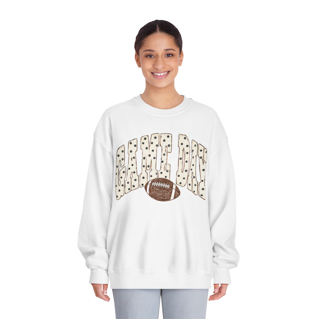 Game Day Football Crewneck Sweatshirt – 'Game Day' Leopard Print with Football
