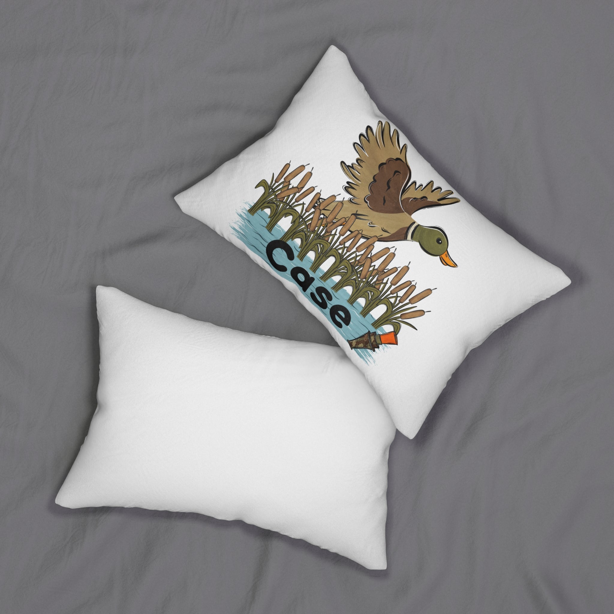 Duck Hunting Lumbar Pillow – Personalized 'Case' Design, Rustic Wetlands Throw Pillow