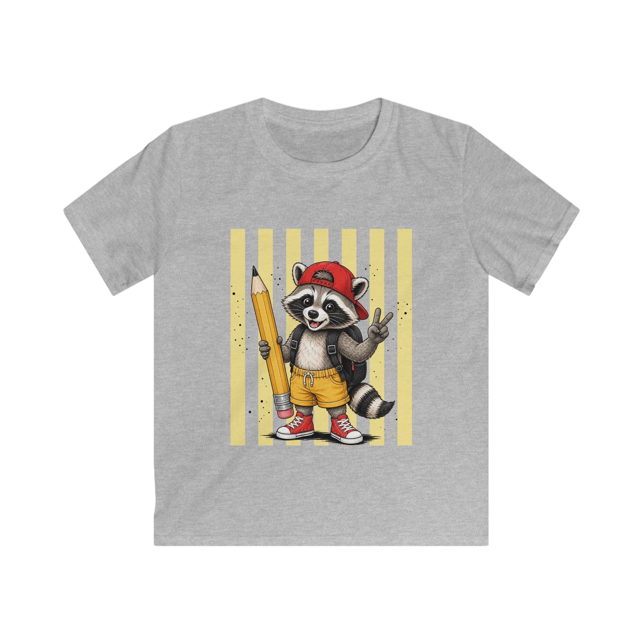 Kids Raccoon Pencil Tee — Cute Back-to-School Graphic Shirt