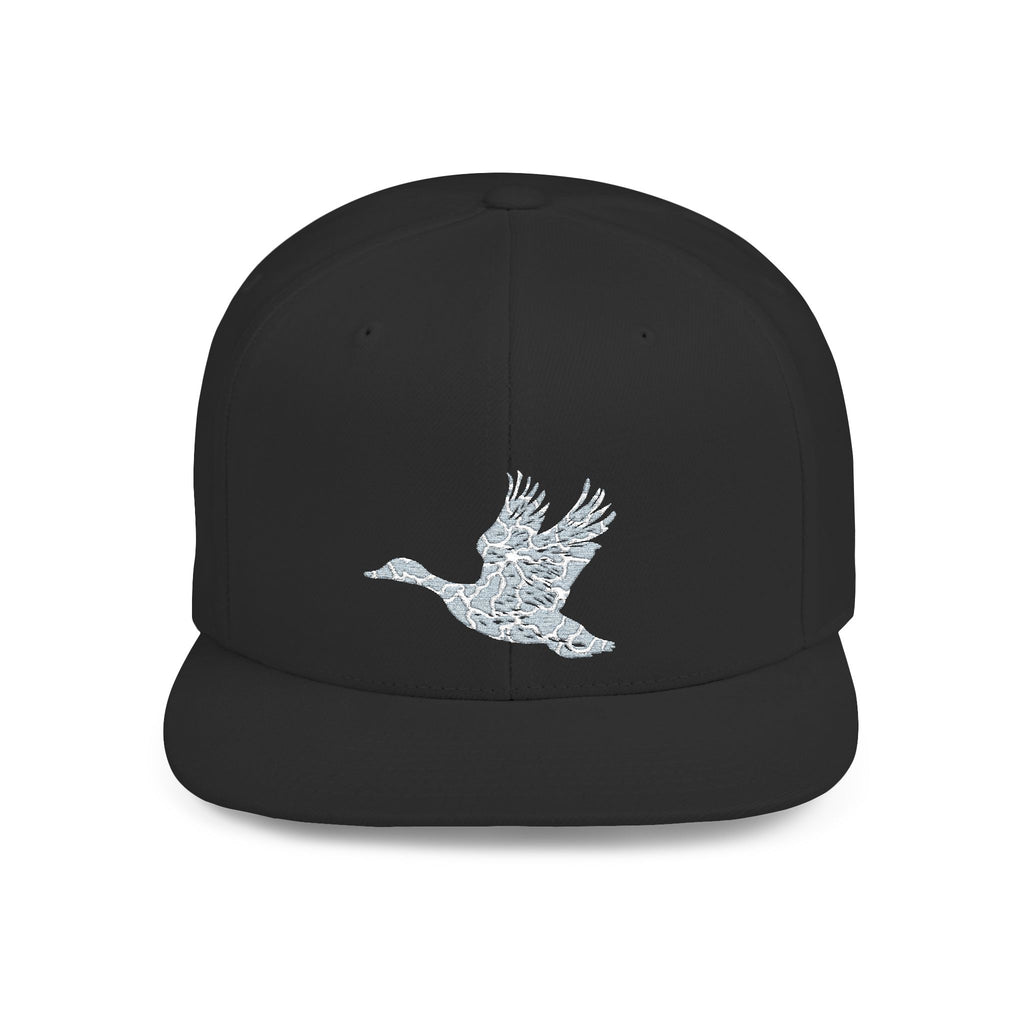 Snapback Hat — Sparkling Floral Dove Embroidered Flat Bill Cap