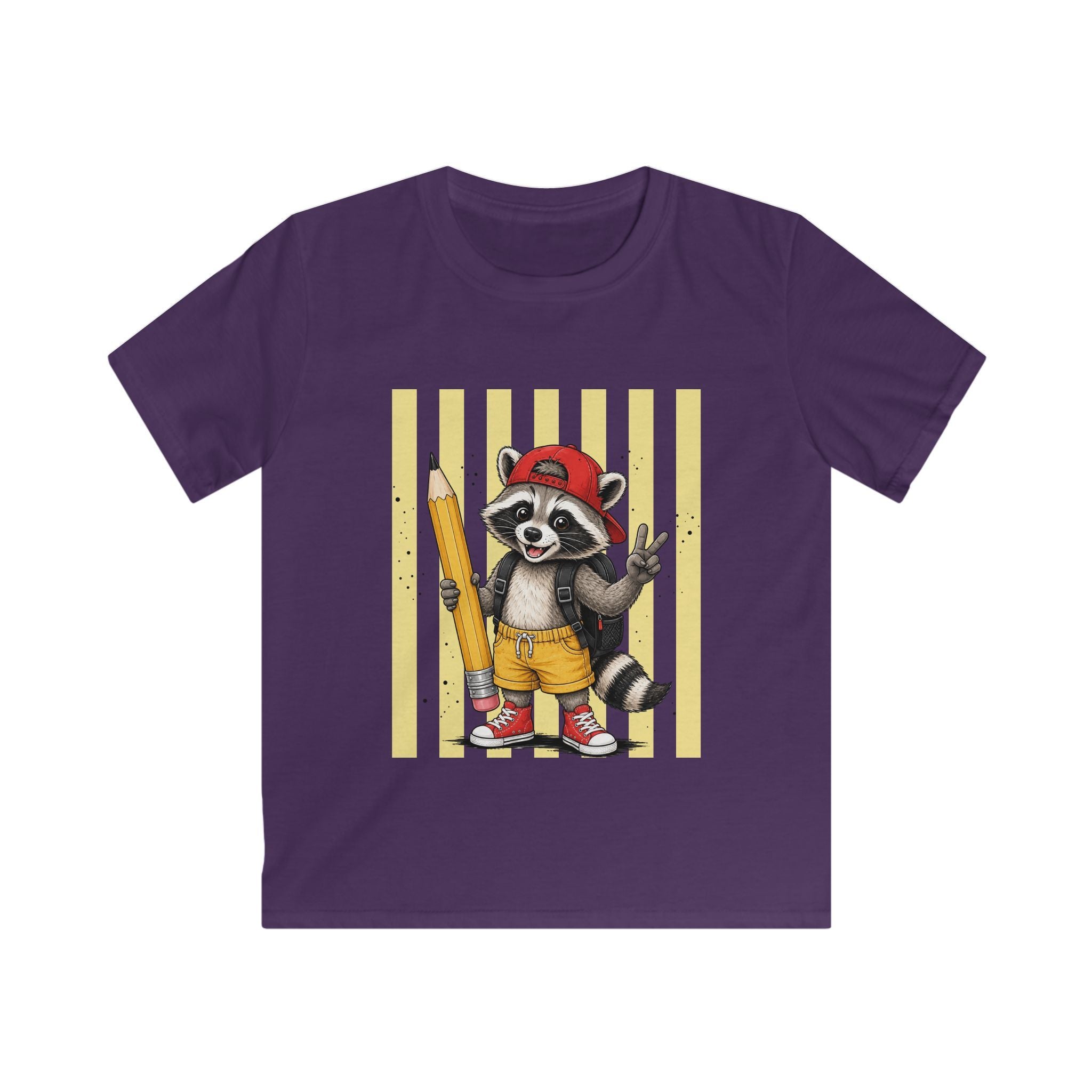 Kids Raccoon Pencil Tee — Cute Back-to-School Graphic Shirt