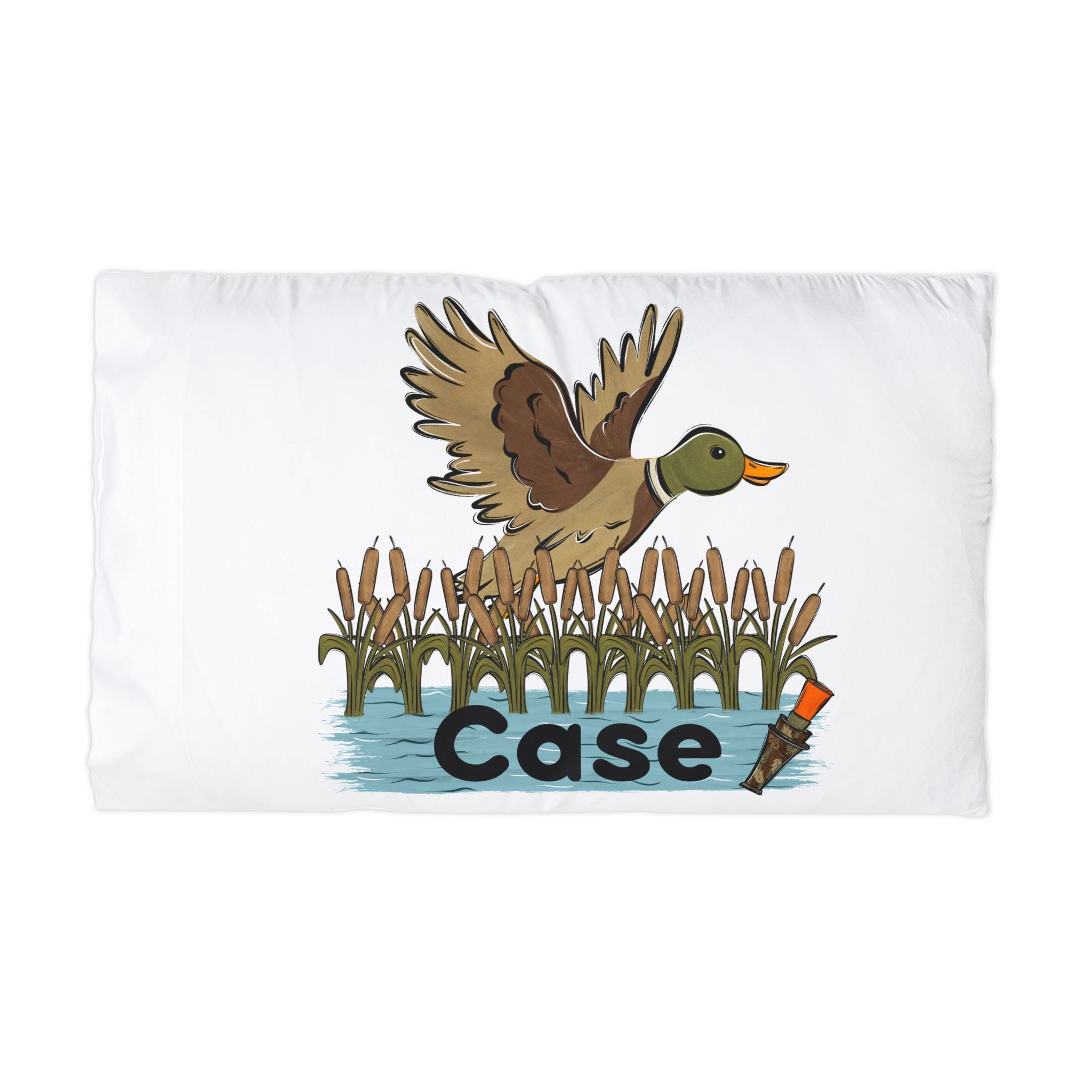 Duck Hunting Microfiber Pillowcase — Personalized 'Case' Marsh & Cattails Design