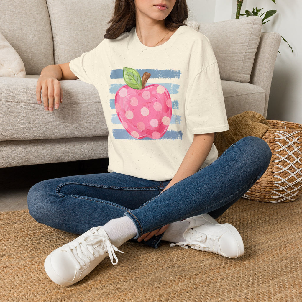 Polka Dot Pink Apple T-Shirt — Cute Teacher/School Graphic Tee