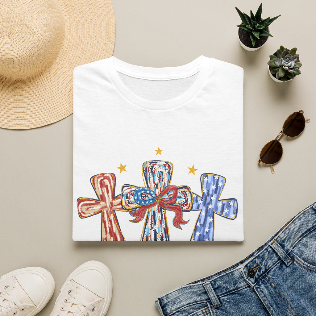 T-Shirt — Patriotic Crosses "God Bless America" Tee