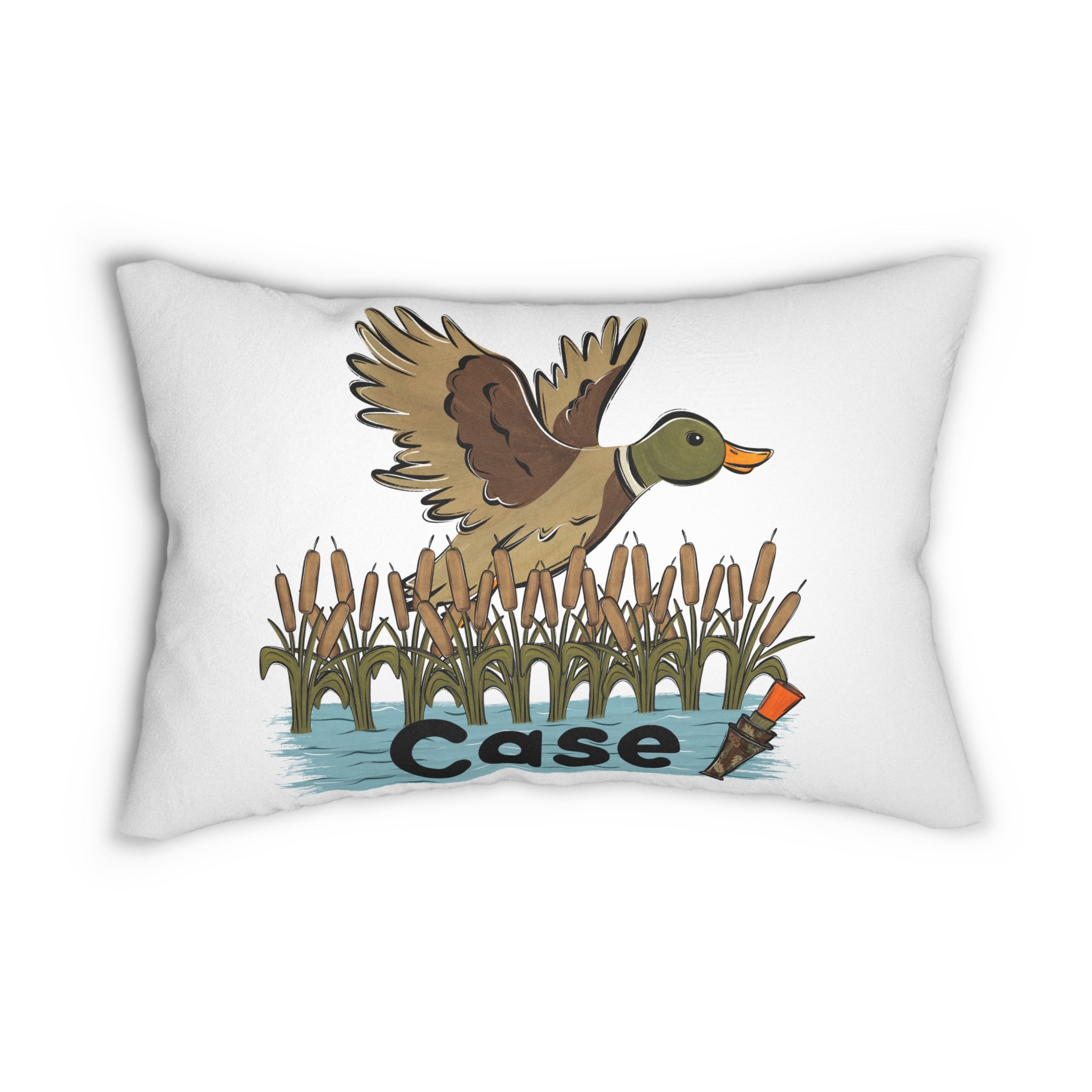 Duck Hunting Lumbar Pillow – Personalized 'Case' Design, Rustic Wetlands Throw Pillow