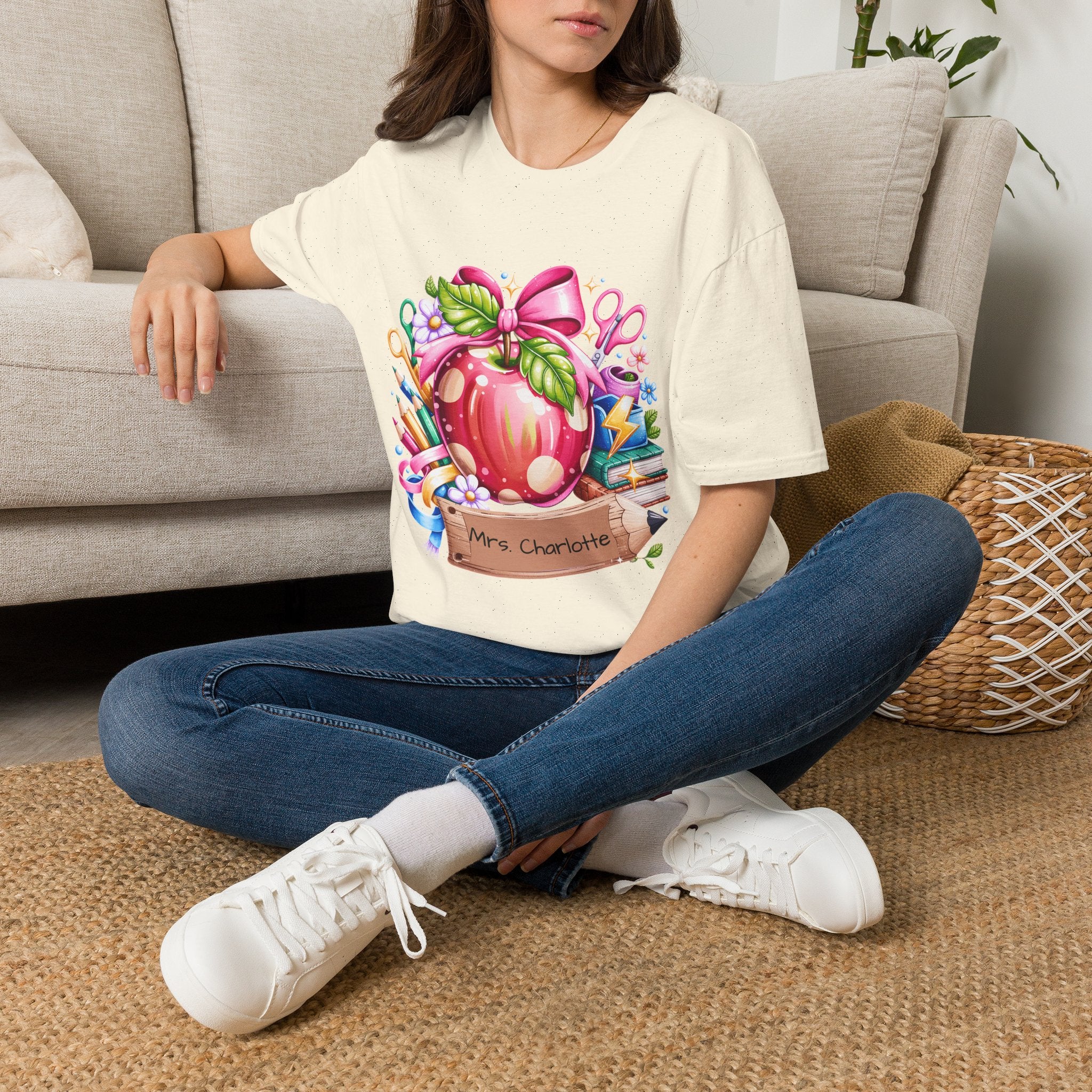 Teacher Apple T-Shirt — Personalized 'Mrs. Charlotte' Back-to-School Gift