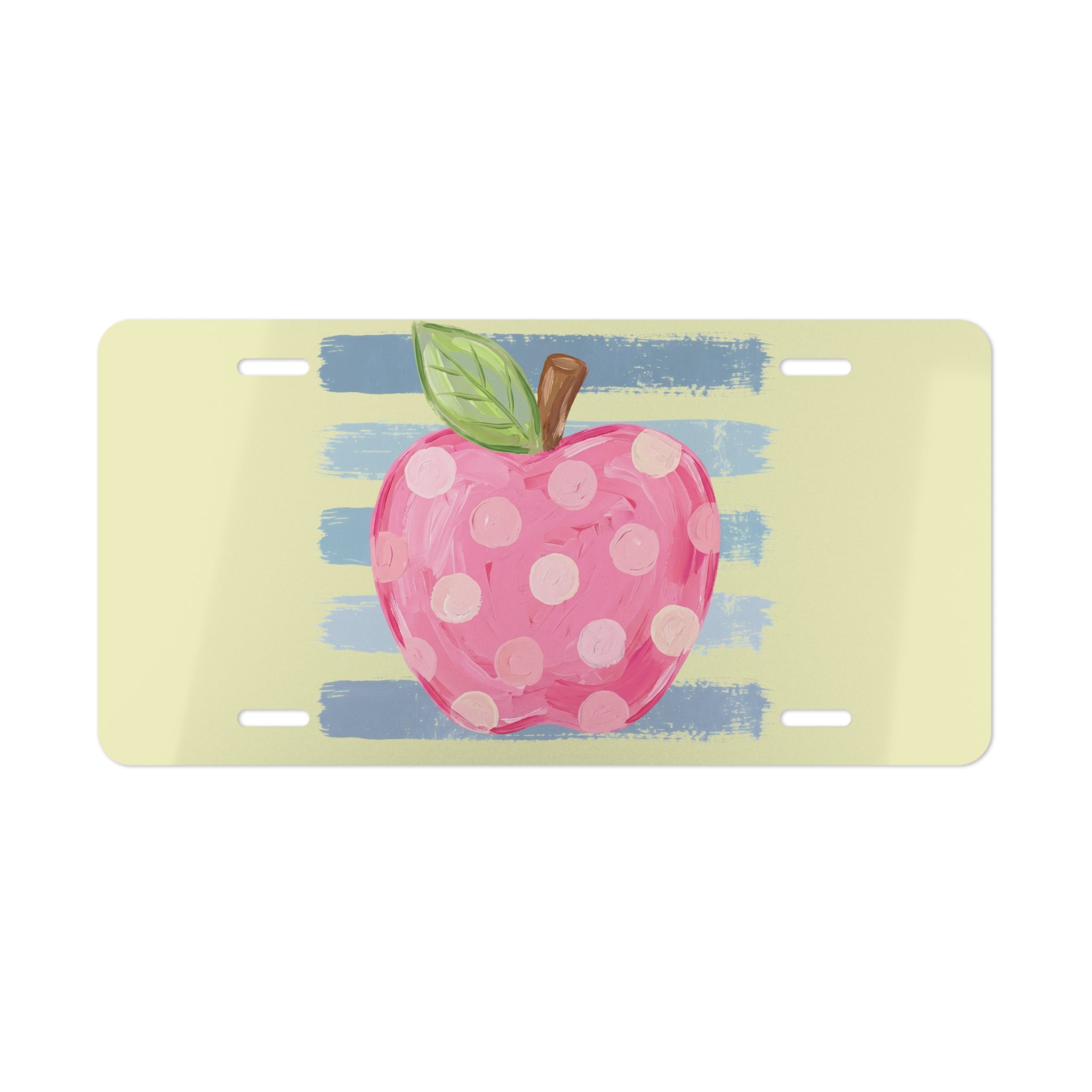 Polka Dot Apple Vanity Plate — Cute Teacher Car License Plate