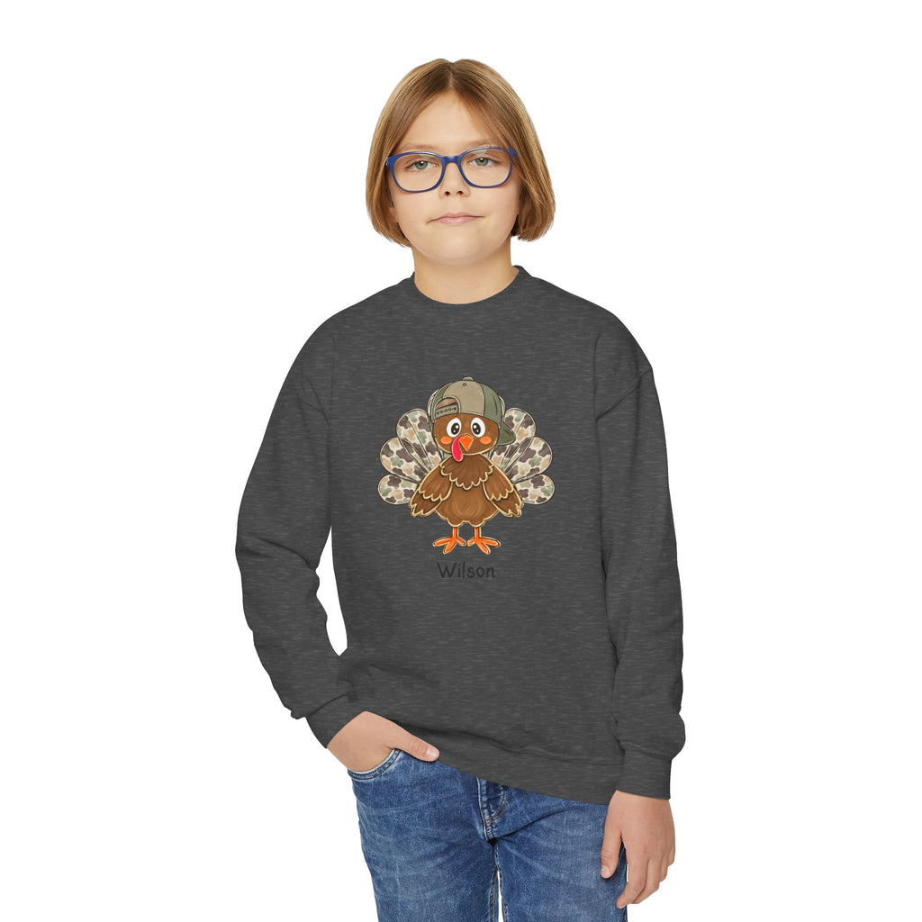 Personalized Kids Turkey Crewneck — Cute Thanksgiving Sweatshirt with Name