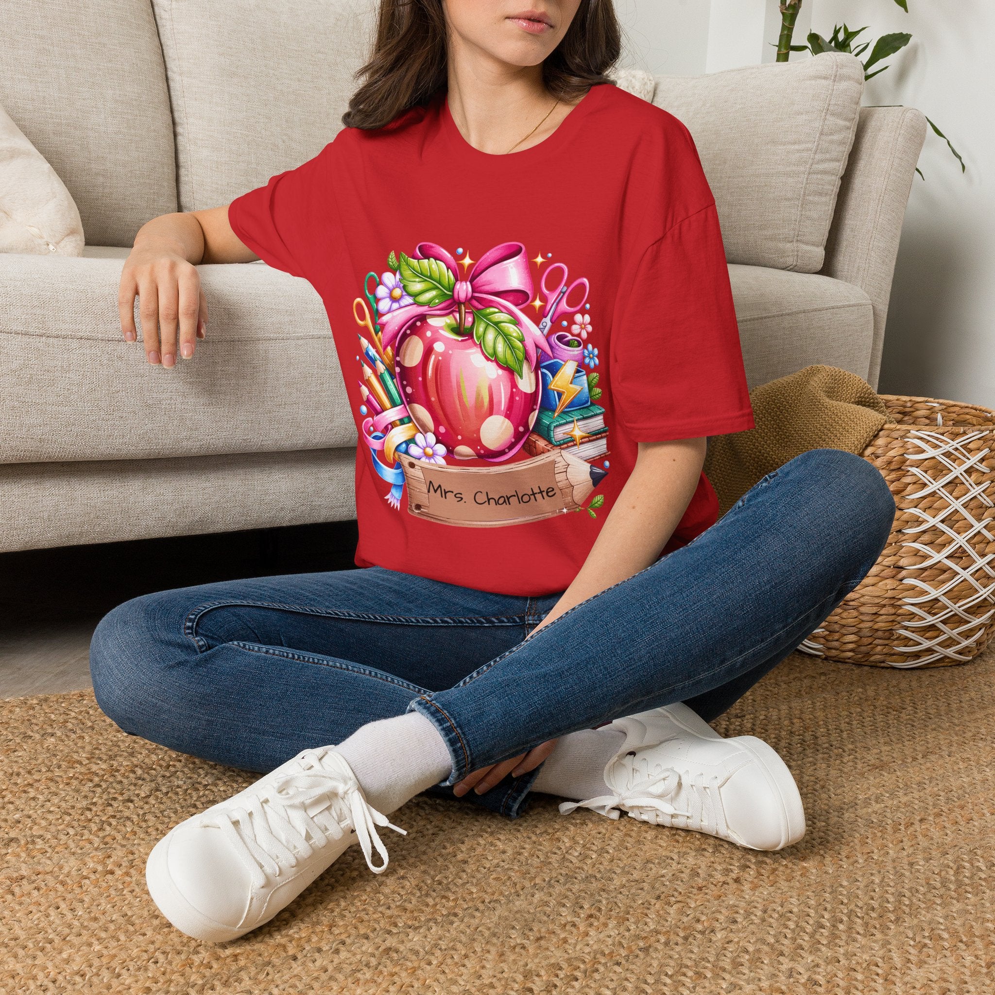 Teacher Apple T-Shirt — Personalized 'Mrs. Charlotte' Back-to-School Gift