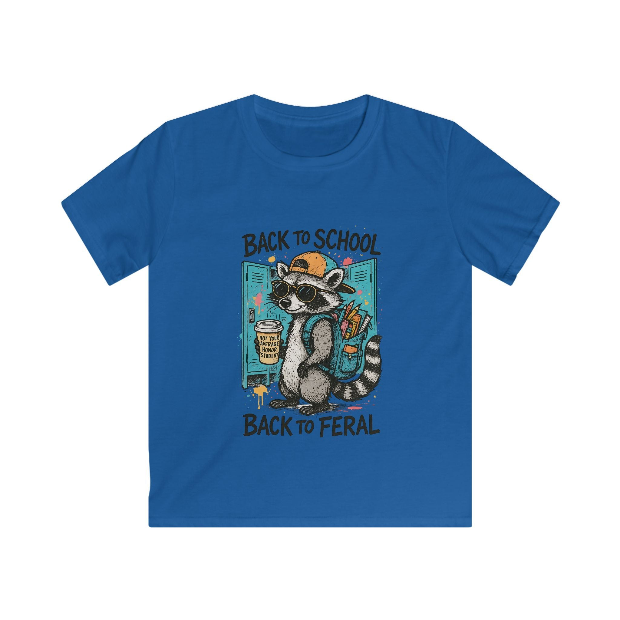 Kids Tee — "Back to School, Back to Feral" Raccoon Graphic