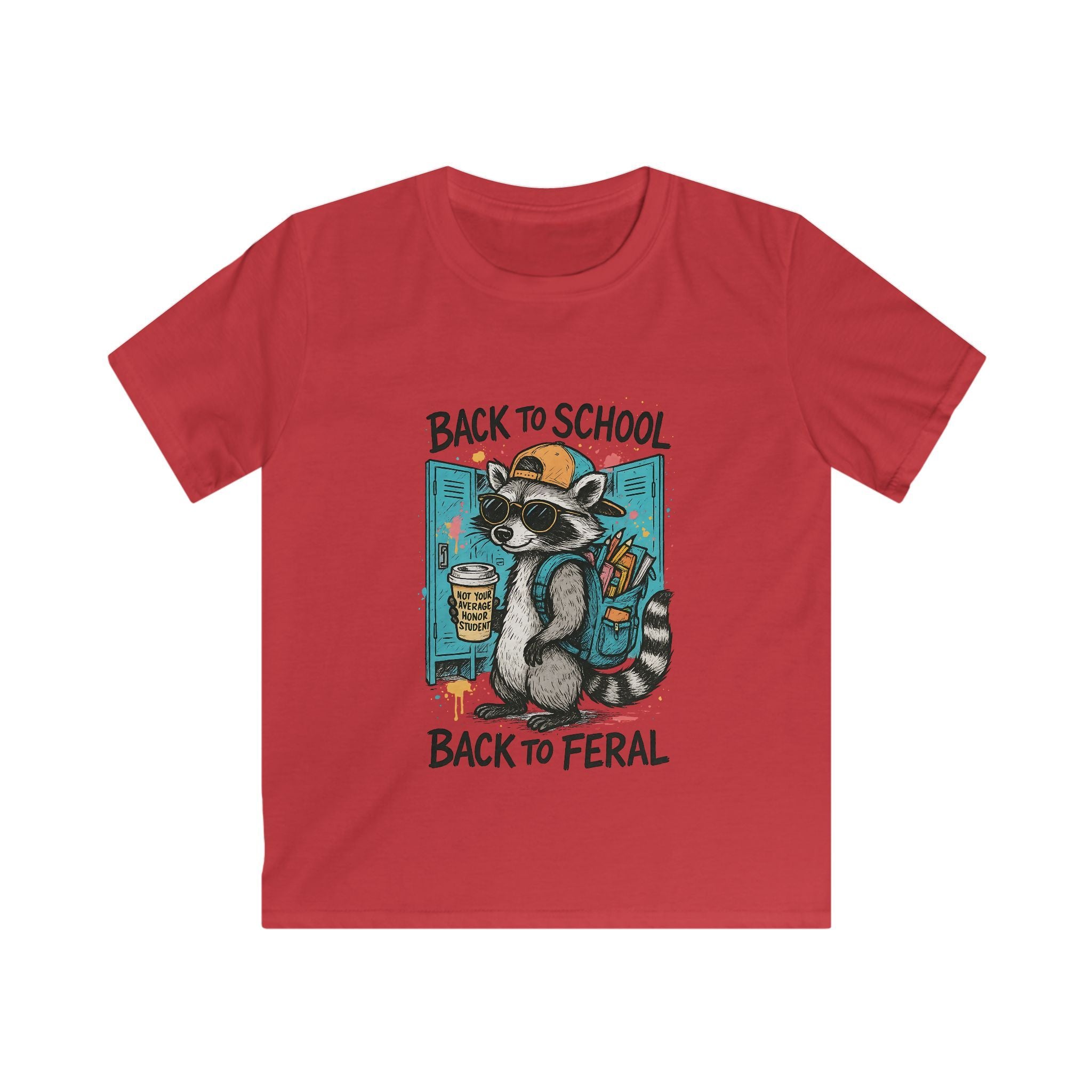 Kids Tee — "Back to School, Back to Feral" Raccoon Graphic