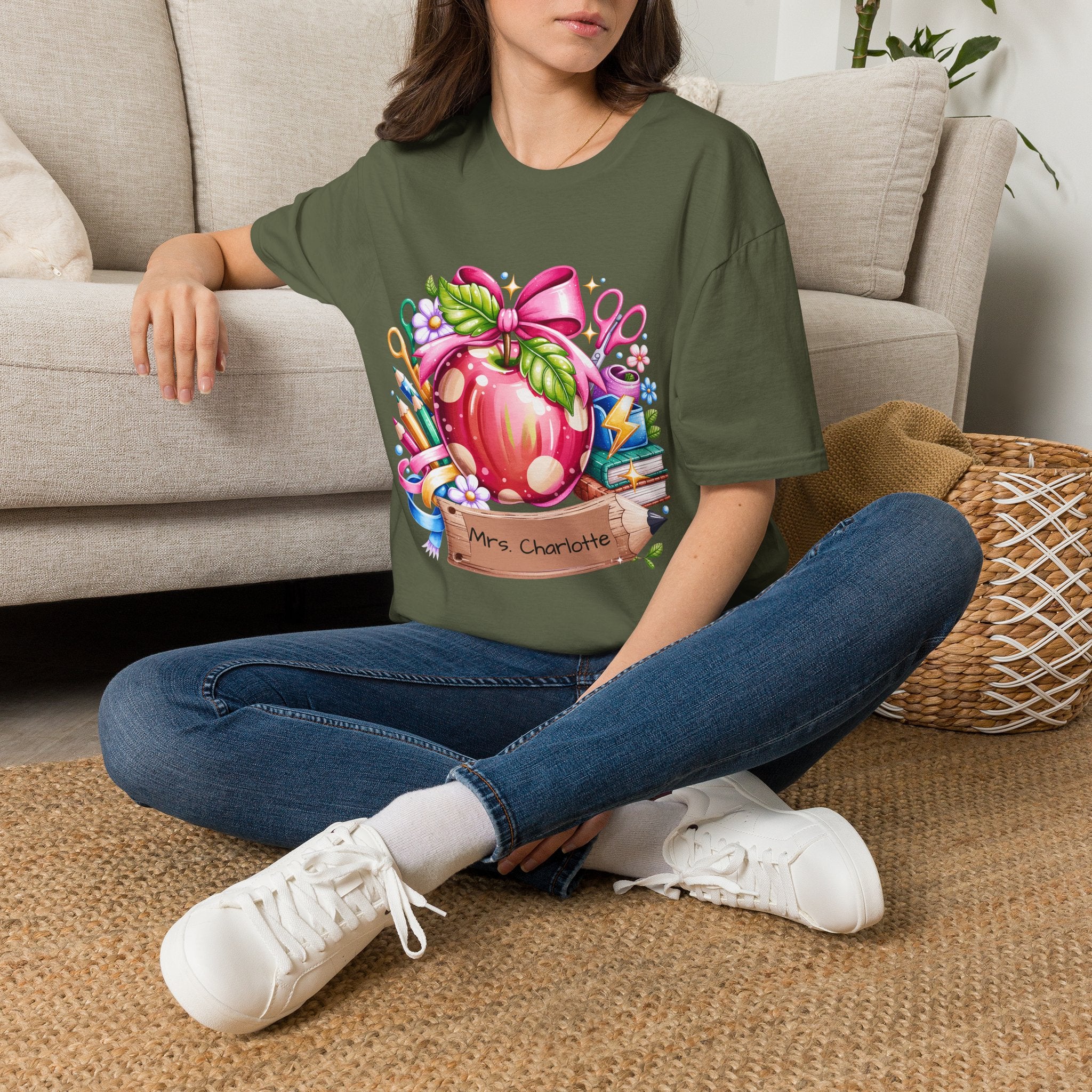 Teacher Apple T-Shirt — Personalized 'Mrs. Charlotte' Back-to-School Gift