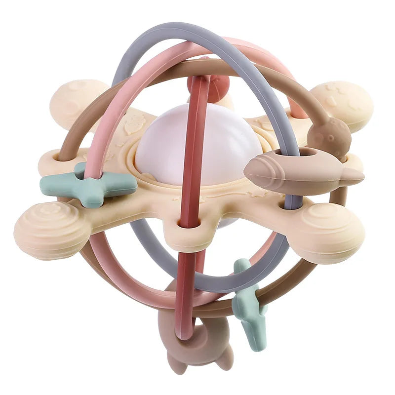 Rattle & Sensory Teether Bed Bell – Silicone Montessori Baby Toy for Newborns, 0-36 Months, Development & Gift